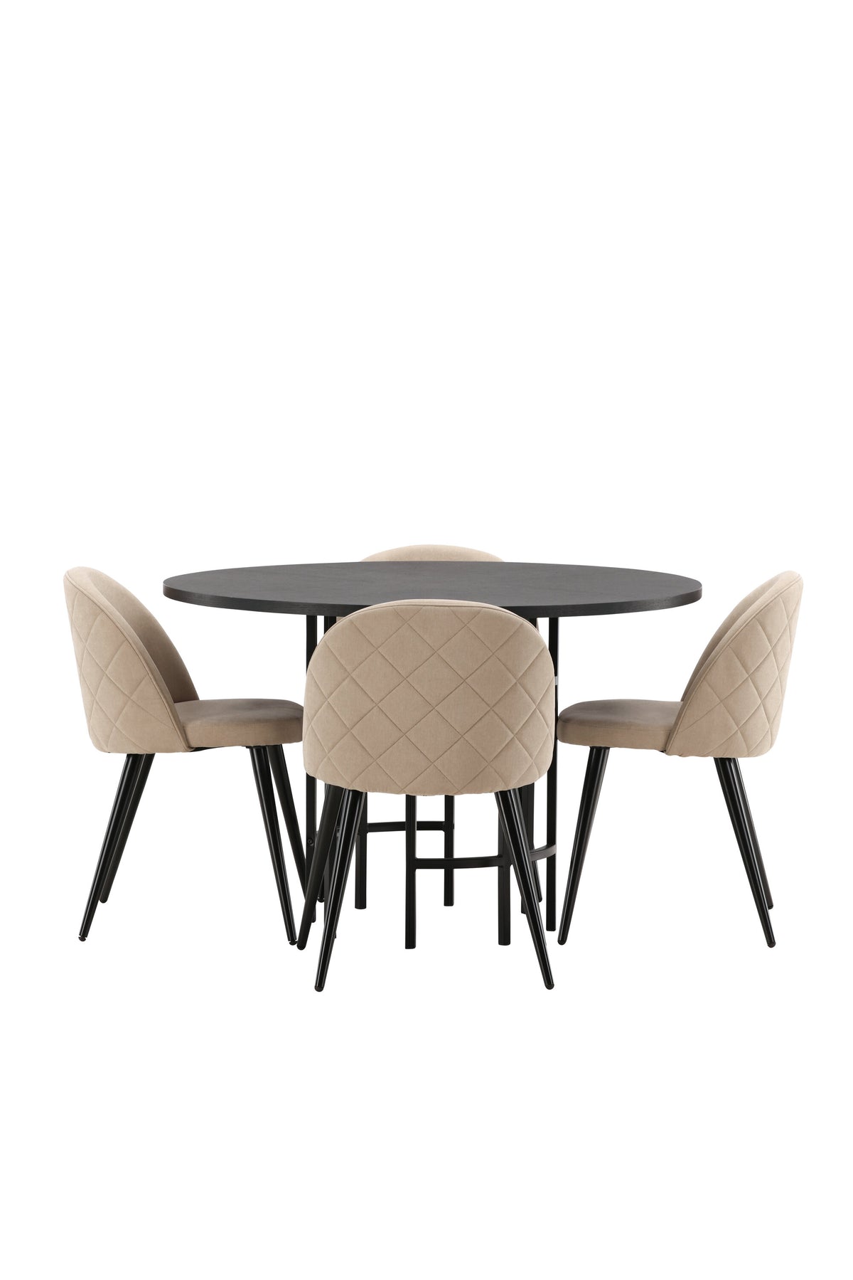 Esszimmerset Copenhagen + Velvet ⌀115cm/4St. in Beige / Schwarz präsentiert im Onlineshop von KAQTU Design AG. Esszimmerset ist von Venture Home