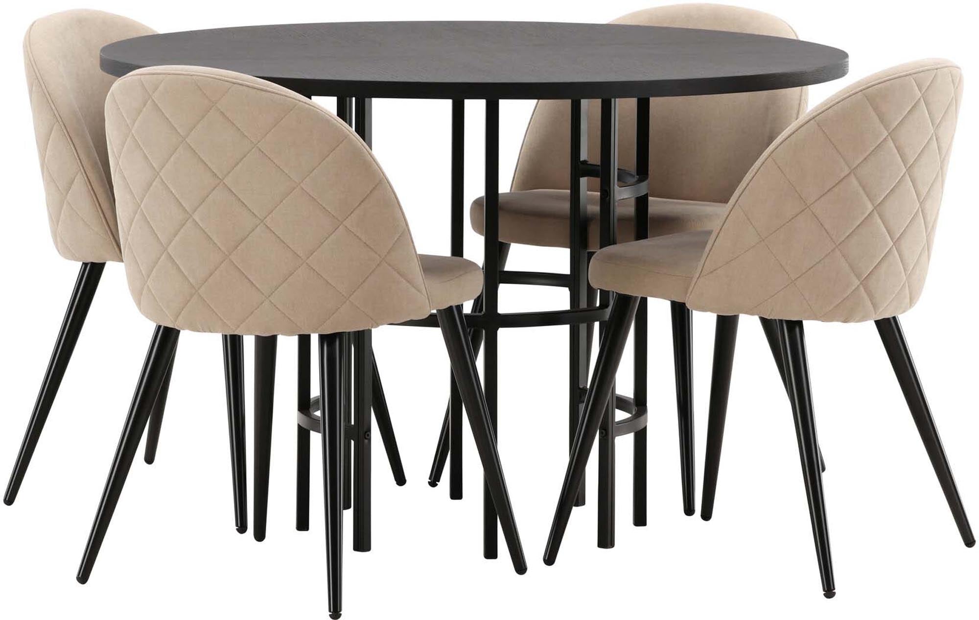 Esszimmerset Copenhagen + Velvet: Moderner Esstisch mit stilvollen Samtstühlen für gesellige Abende und höchsten Komfort.