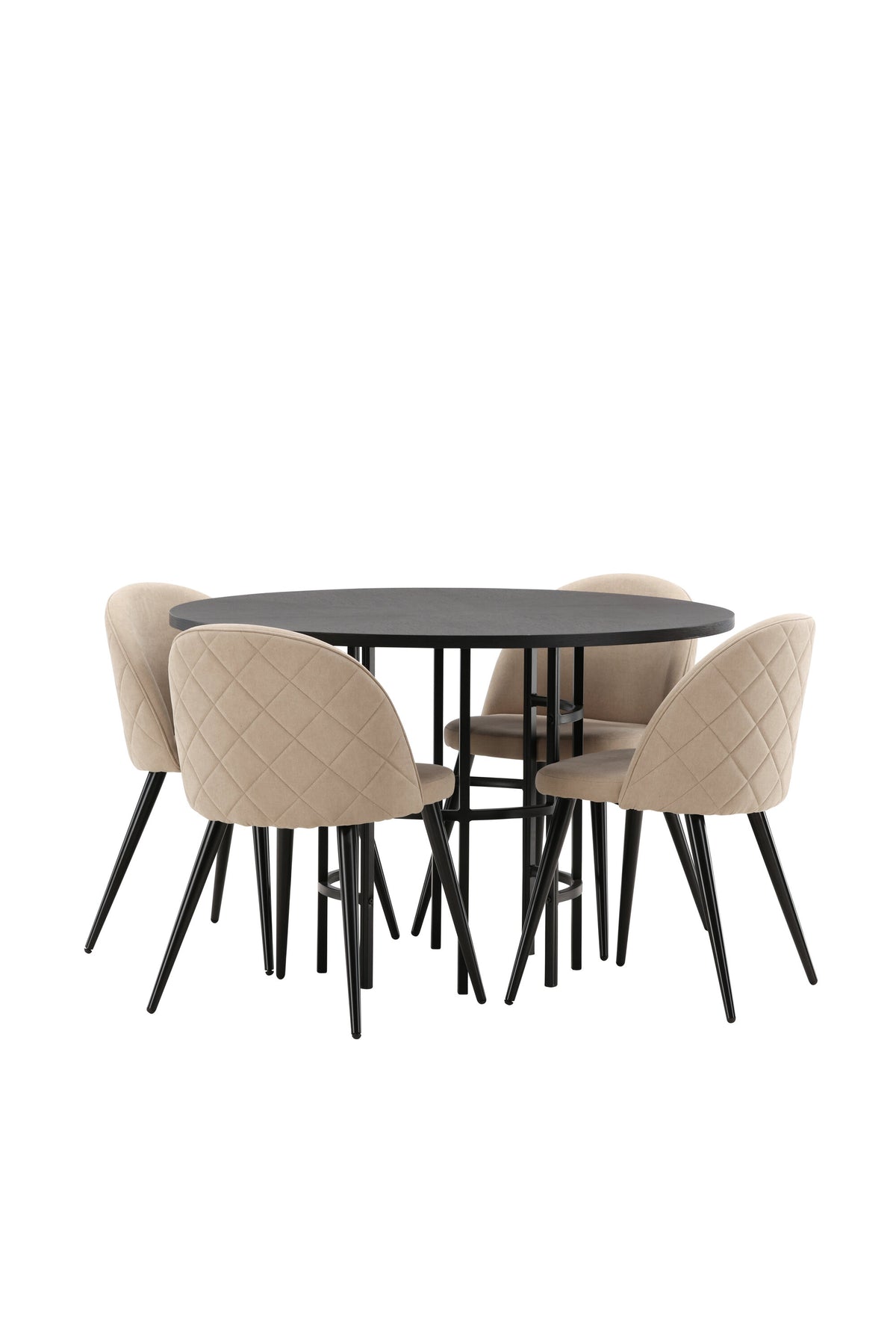 Esszimmerset Copenhagen + Velvet ⌀115cm/4St. in Beige / Schwarz präsentiert im Onlineshop von KAQTU Design AG. Esszimmerset ist von Venture Home