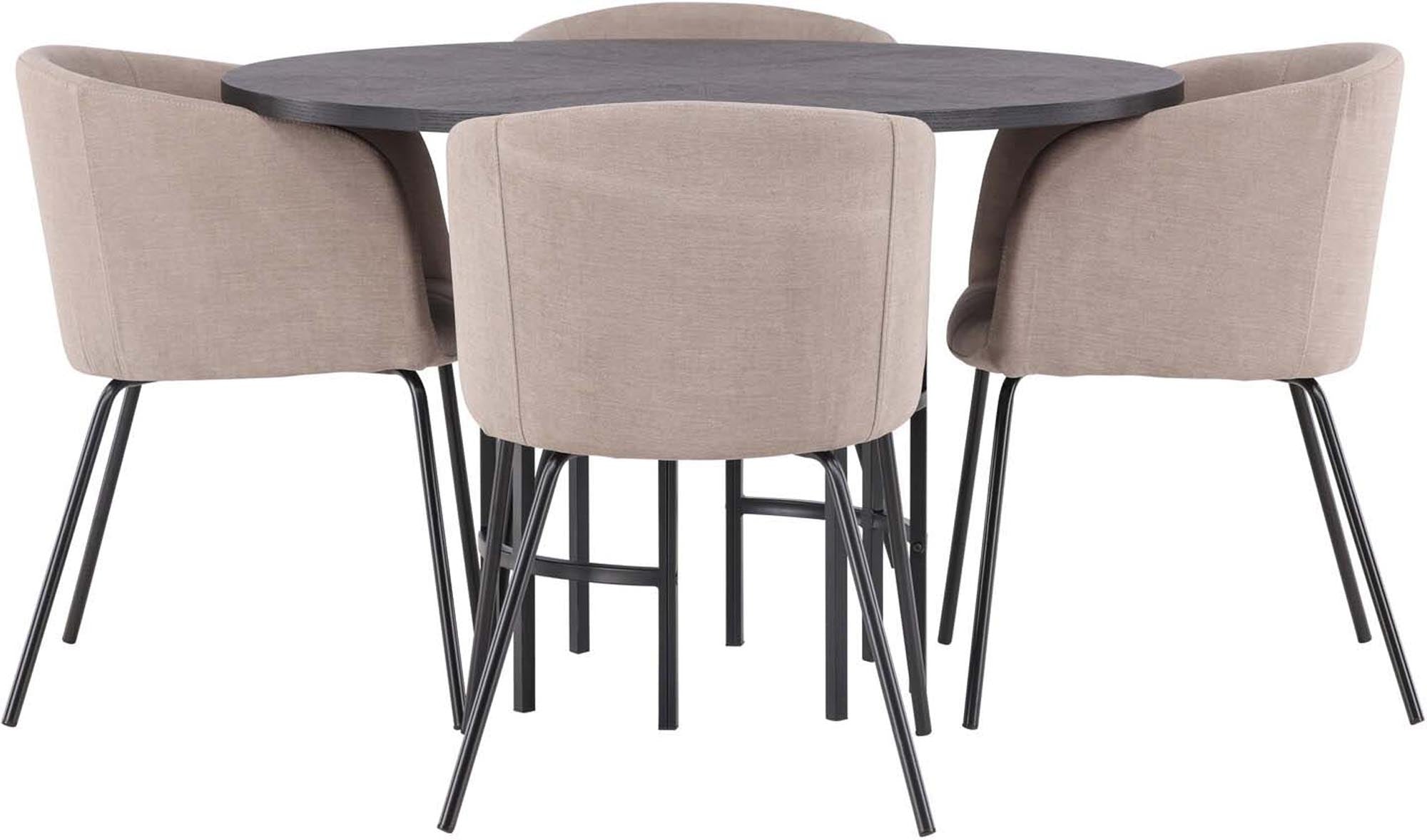 Elegantes Esszimmerset Copenhagen + Berit von Venture Home: Stilvoller runder Tisch und bequeme Stühle für gesellige Abende.