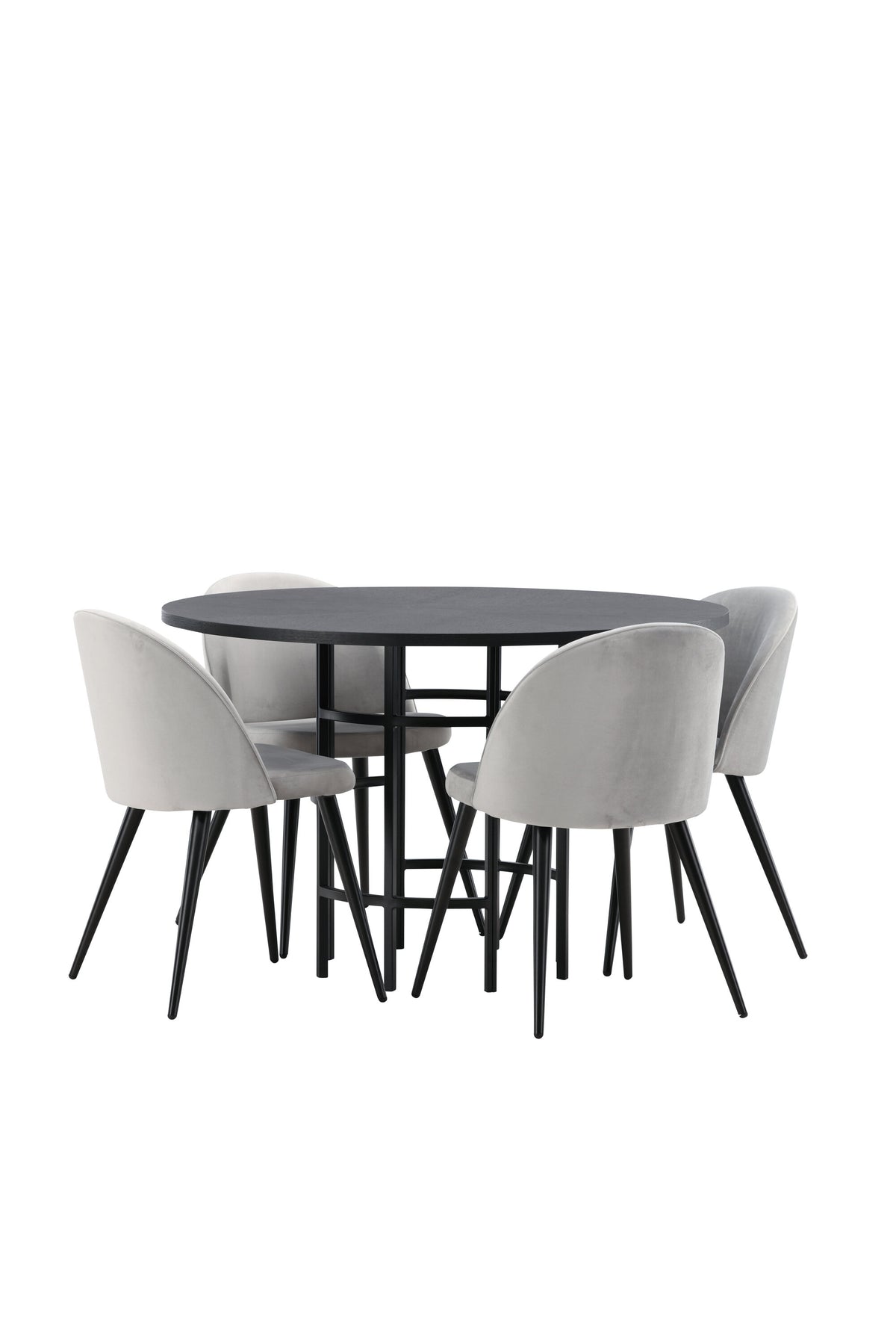Esszimmerset Copenhagen + Velvet ⌀115cm/4St. in Schwarzgrau präsentiert im Onlineshop von KAQTU Design AG. Esszimmerset ist von Venture Home