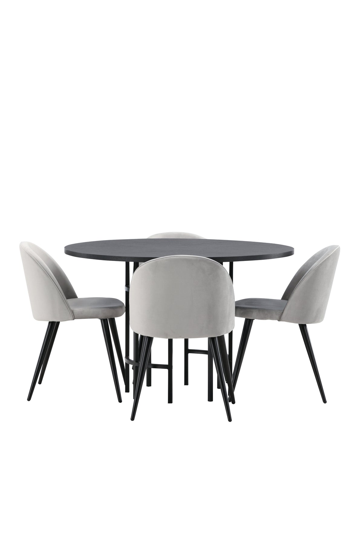 Esszimmerset Copenhagen + Velvet ⌀115cm/4St. in Schwarzgrau präsentiert im Onlineshop von KAQTU Design AG. Esszimmerset ist von Venture Home