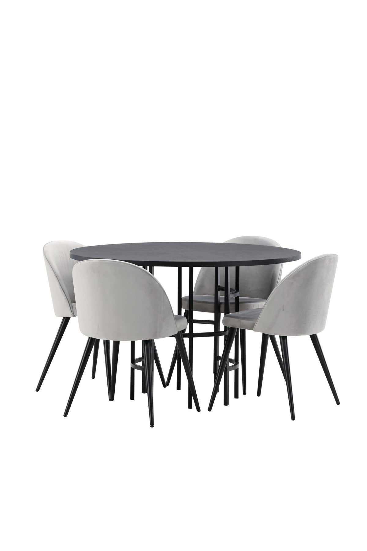 Esszimmerset Copenhagen + Velvet ⌀115cm/4St. in Schwarzgrau präsentiert im Onlineshop von KAQTU Design AG. Esszimmerset ist von Venture Home