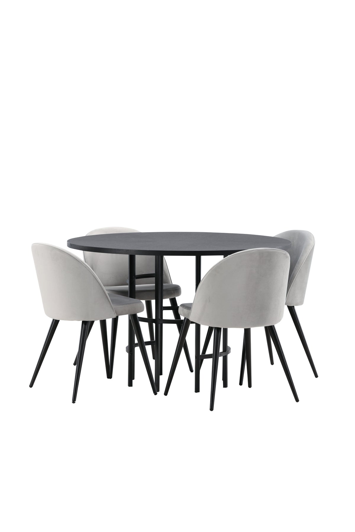 Esszimmerset Copenhagen + Velvet ⌀115cm/4St. in Schwarzgrau präsentiert im Onlineshop von KAQTU Design AG. Esszimmerset ist von Venture Home