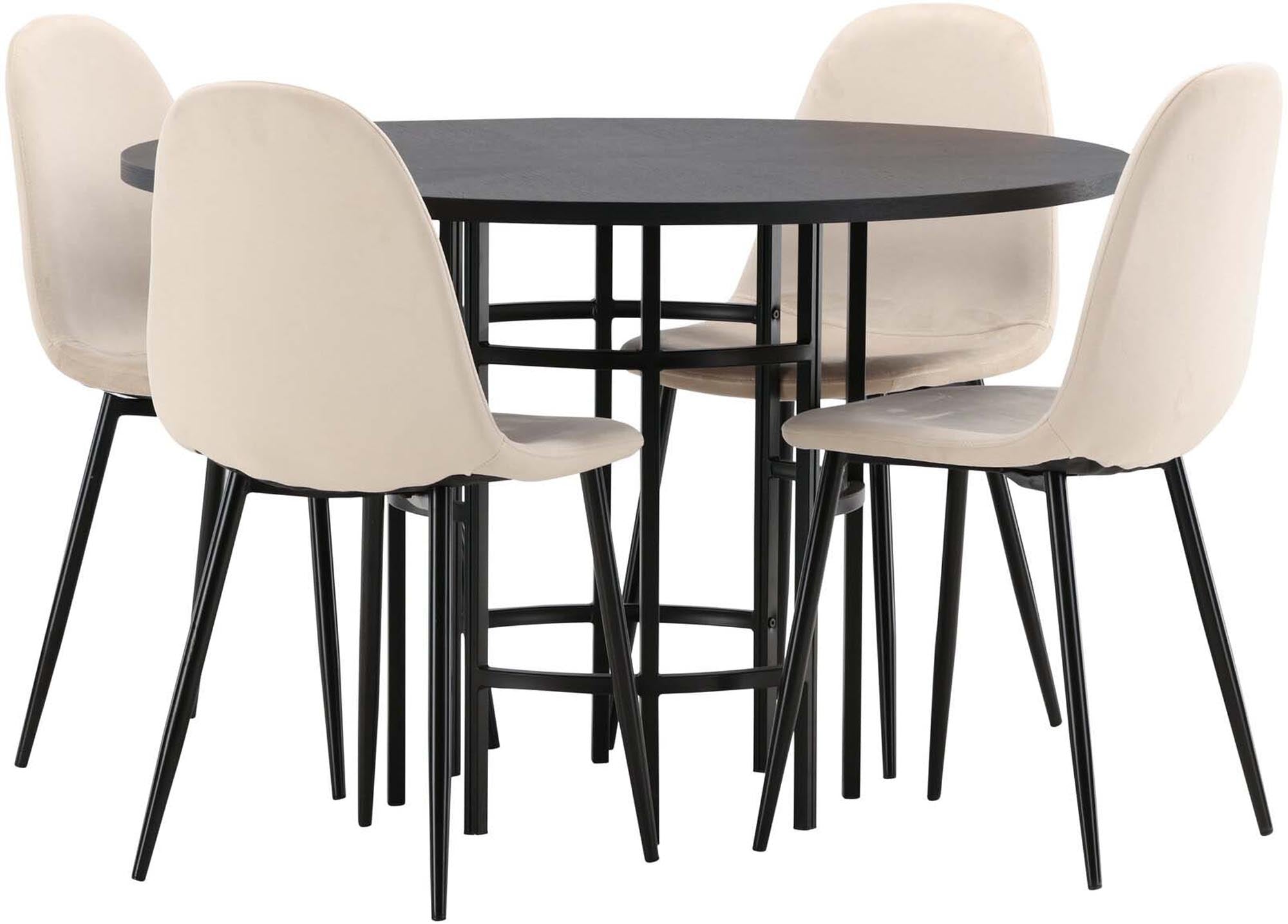 Stilvolles Esszimmerset mit modernem Esstisch und bequemen Stühlen für gesellige Abende. Hochwertige Materialien und elegantes Design.