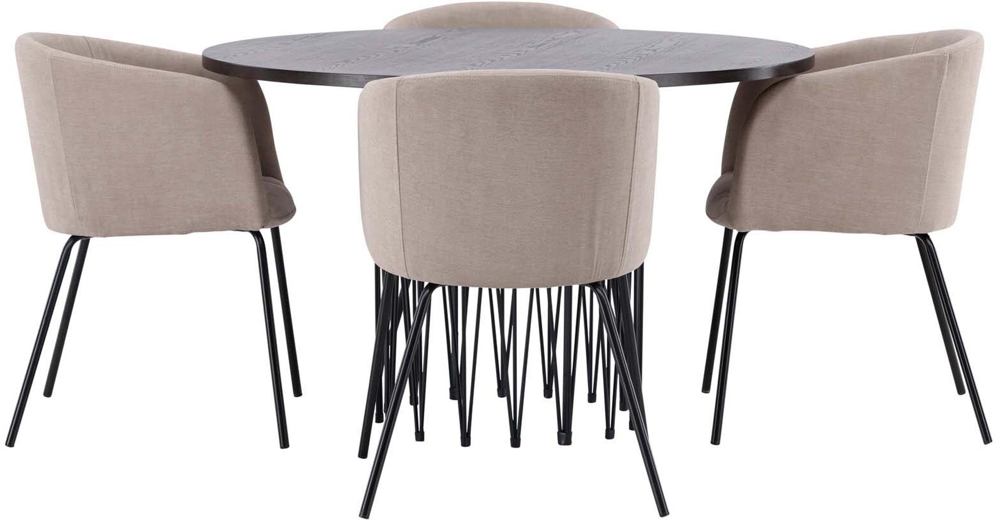 Entdecken Sie das Stone Esszimmerset + Berit von Venture Home: moderner runder Esstisch ⌀120cm und bequeme Esszimmerstühle für stilvolles Wohnen.