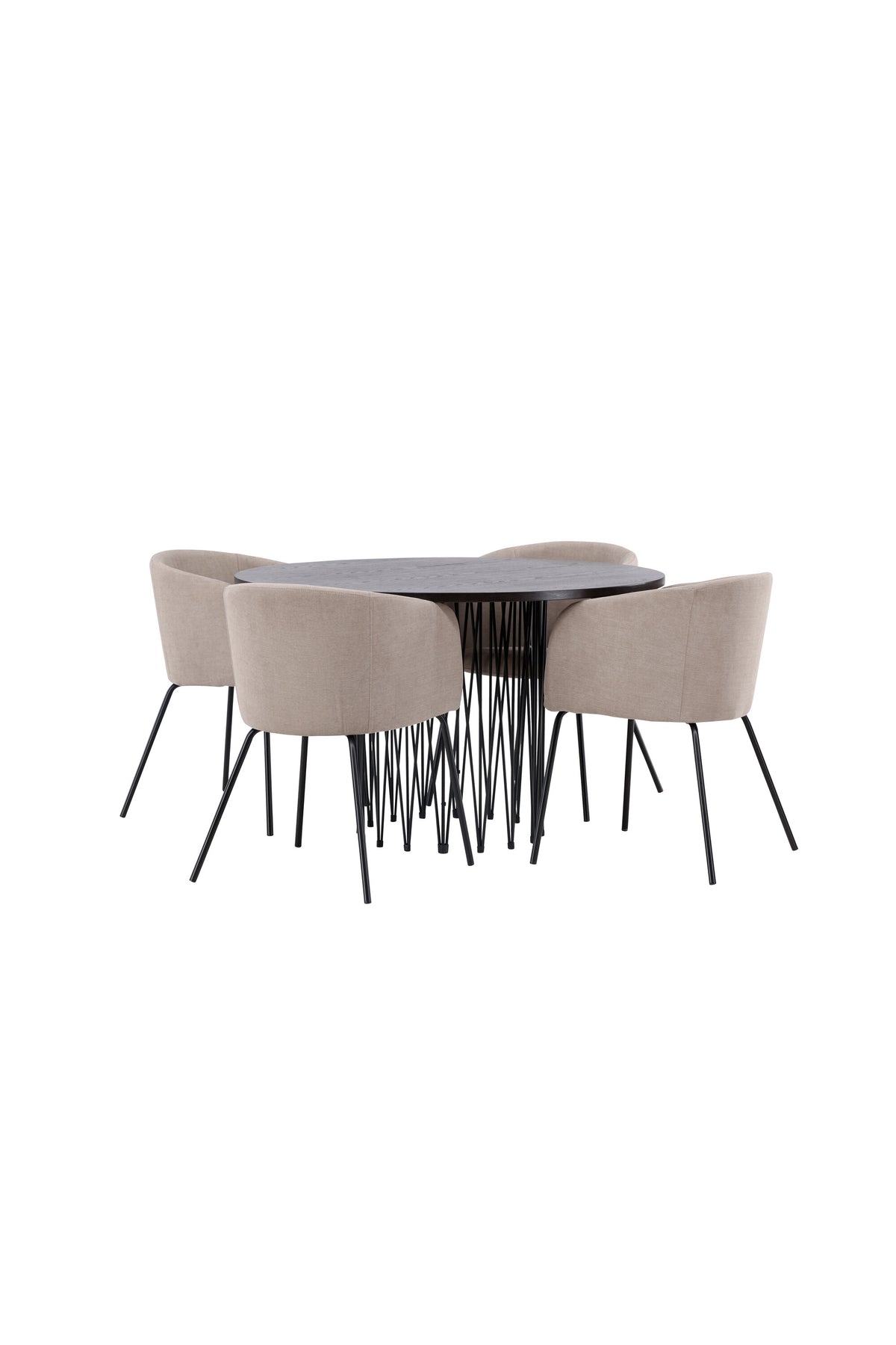 Stone Esszimmerset + Berit ⌀120cm/4St. in Beige, Schwarz präsentiert im Onlineshop von KAQTU Design AG. Esszimmerset ist von Venture Home