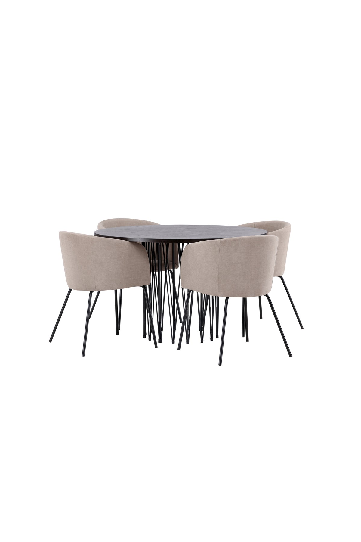 Stone Esszimmerset + Berit ⌀120cm/4St. in Beige, Schwarz präsentiert im Onlineshop von KAQTU Design AG. Esszimmerset ist von Venture Home