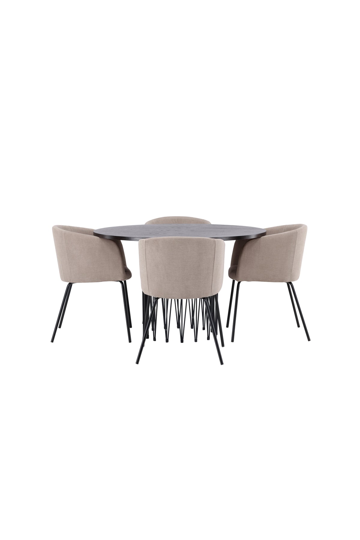 Stone Esszimmerset + Berit ⌀120cm/4St. in Beige, Schwarz präsentiert im Onlineshop von KAQTU Design AG. Esszimmerset ist von Venture Home