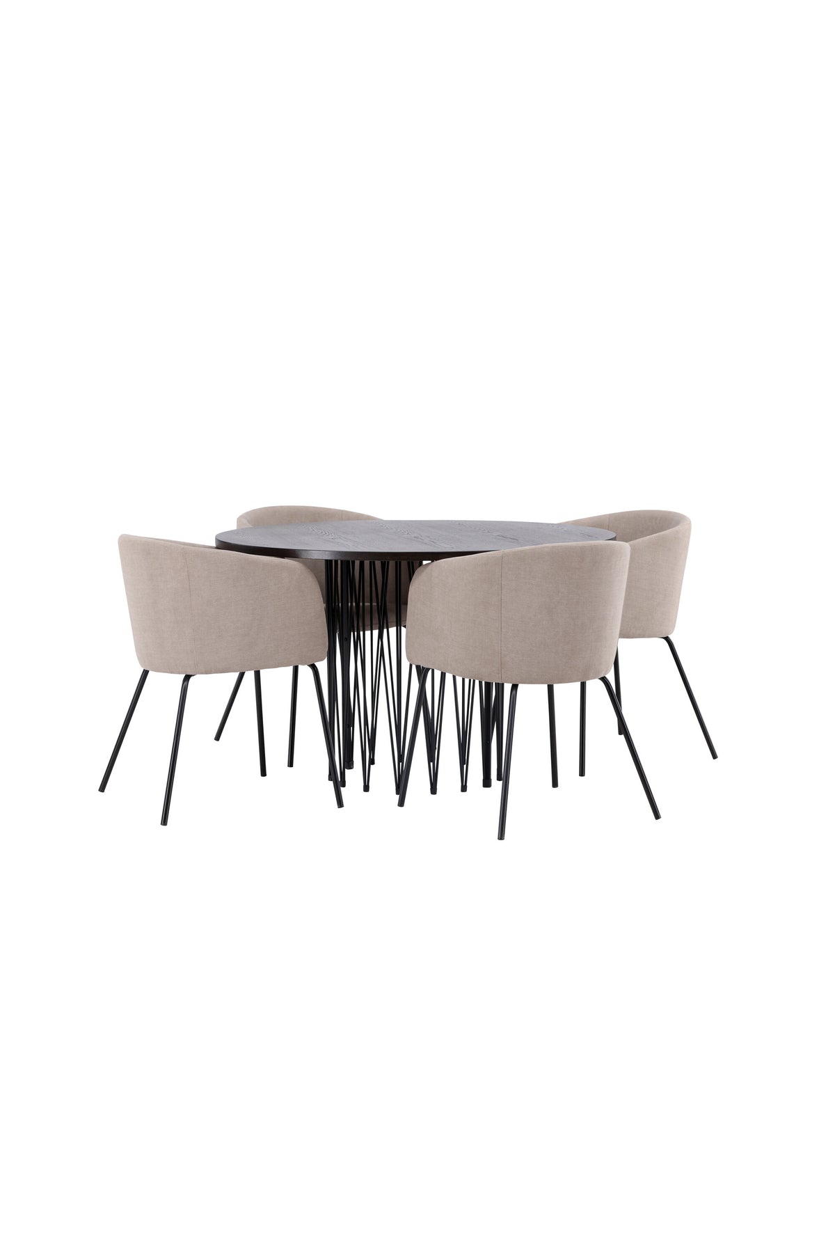 Stone Esszimmerset + Berit ⌀120cm/4St. in Beige, Schwarz präsentiert im Onlineshop von KAQTU Design AG. Esszimmerset ist von Venture Home