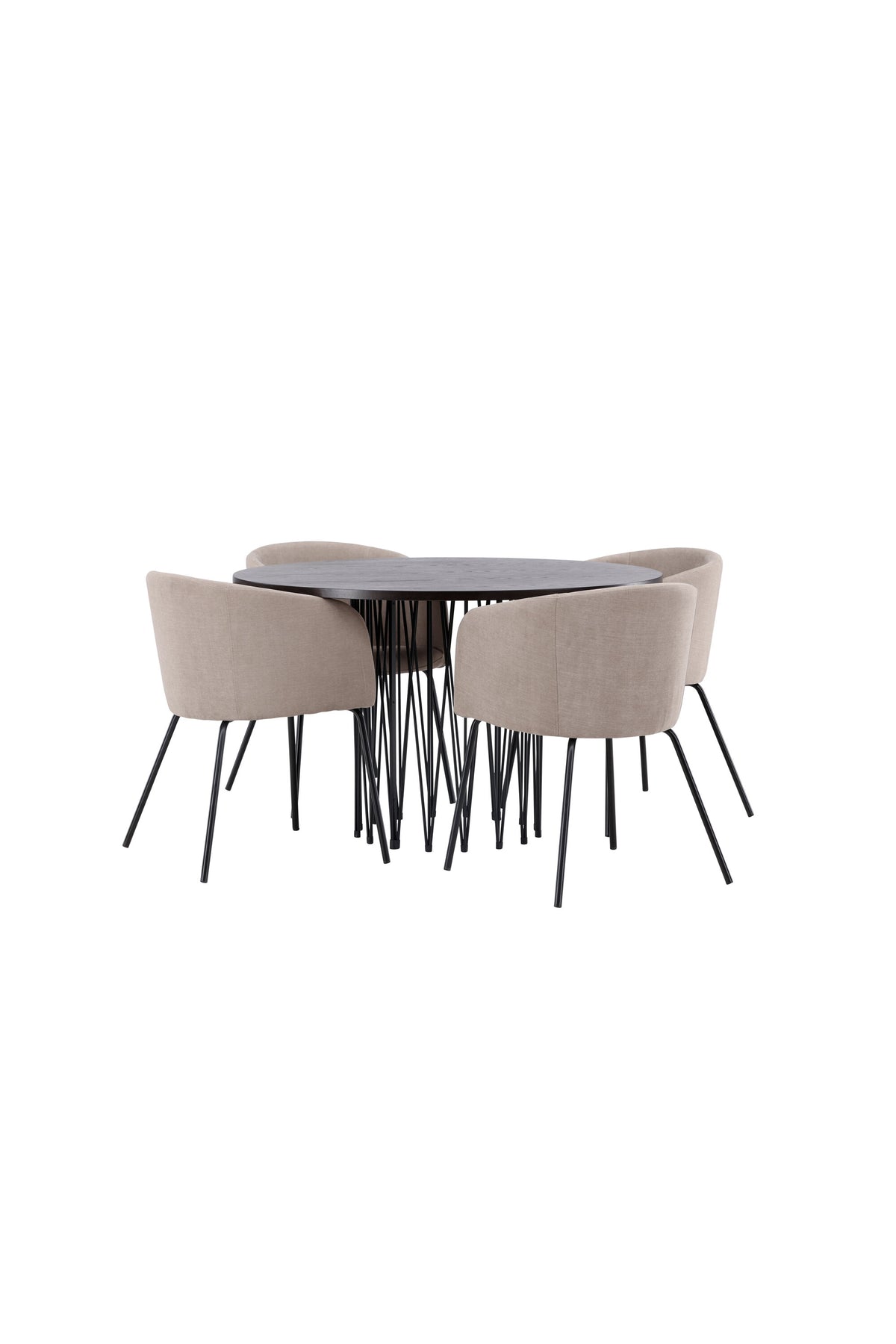 Stone Esszimmerset + Berit ⌀120cm/4St. in Beige, Schwarz präsentiert im Onlineshop von KAQTU Design AG. Esszimmerset ist von Venture Home