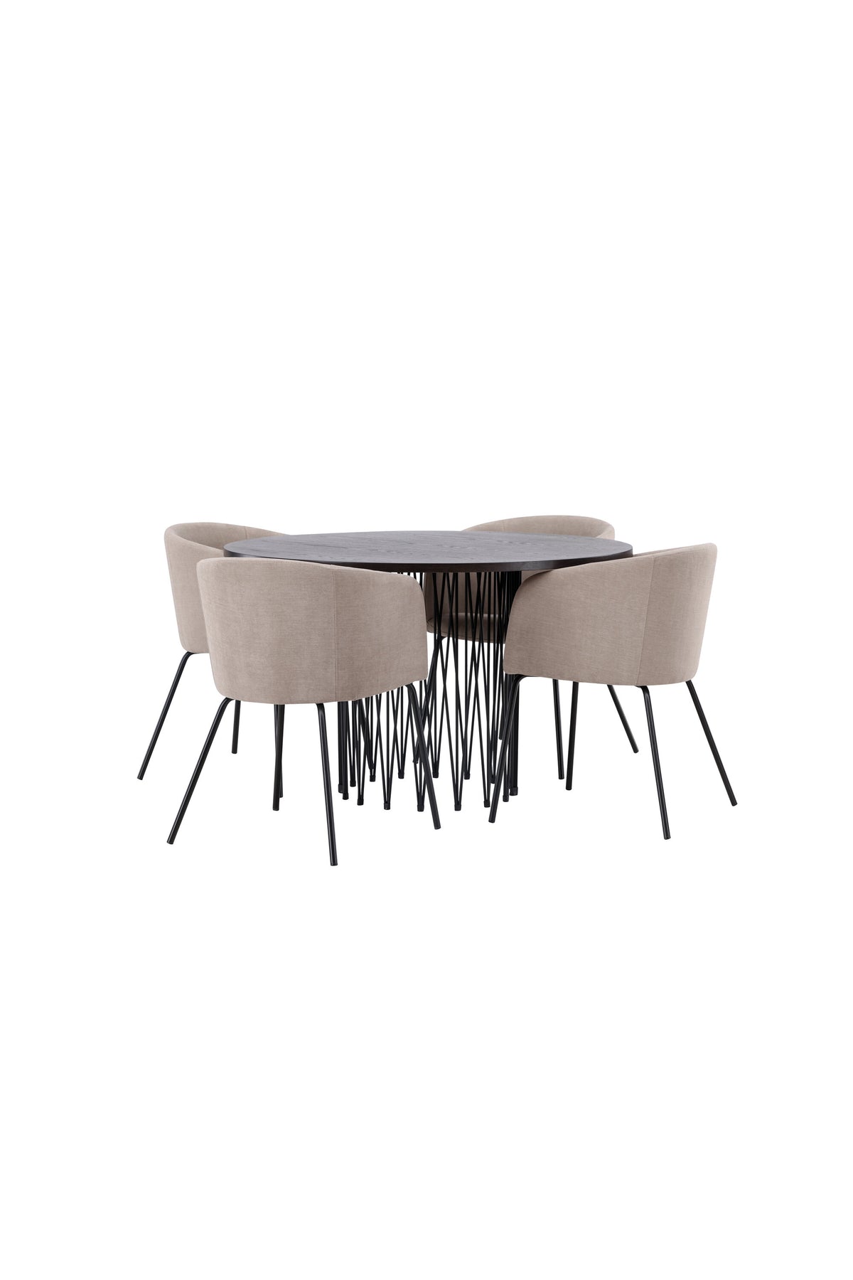 Stone Esszimmerset + Berit ⌀120cm/4St. in Beige, Schwarz präsentiert im Onlineshop von KAQTU Design AG. Esszimmerset ist von Venture Home