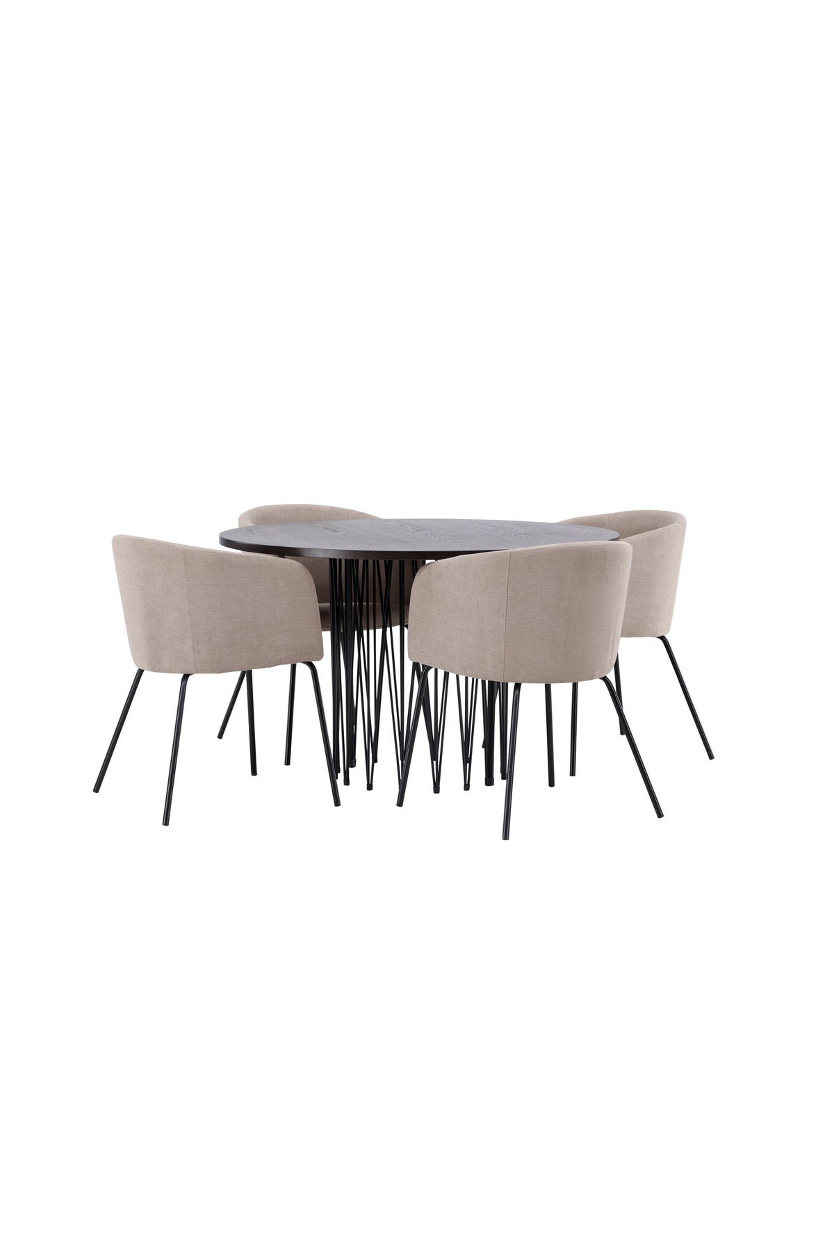 Stone Esszimmerset + Berit ⌀120cm/4St. in Beige, Schwarz präsentiert im Onlineshop von KAQTU Design AG. Esszimmerset ist von Venture Home