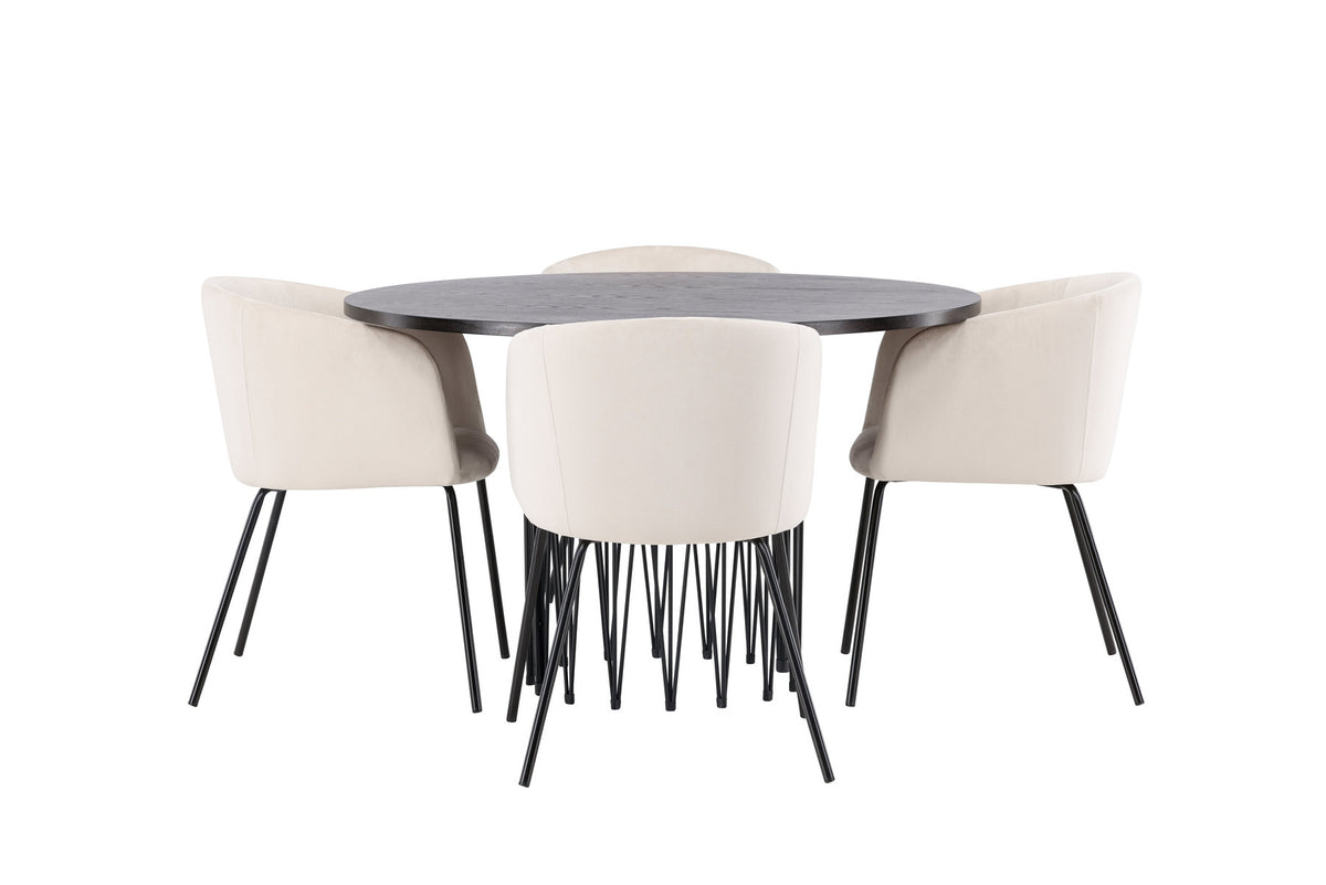 Stone Esszimmerset + Berit ⌀120cm/4St. in Beige, Schwarz präsentiert im Onlineshop von KAQTU Design AG. Esszimmerset ist von Venture Home