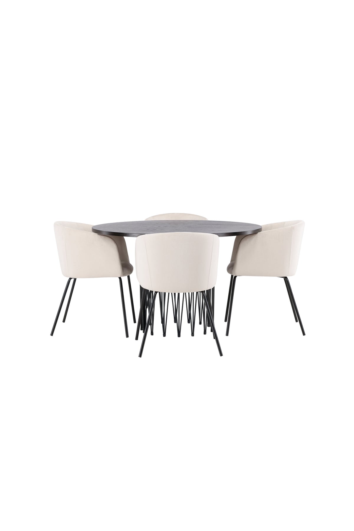 Stone Esszimmerset + Berit ⌀120cm/4St. in Beige, Schwarz präsentiert im Onlineshop von KAQTU Design AG. Esszimmerset ist von Venture Home