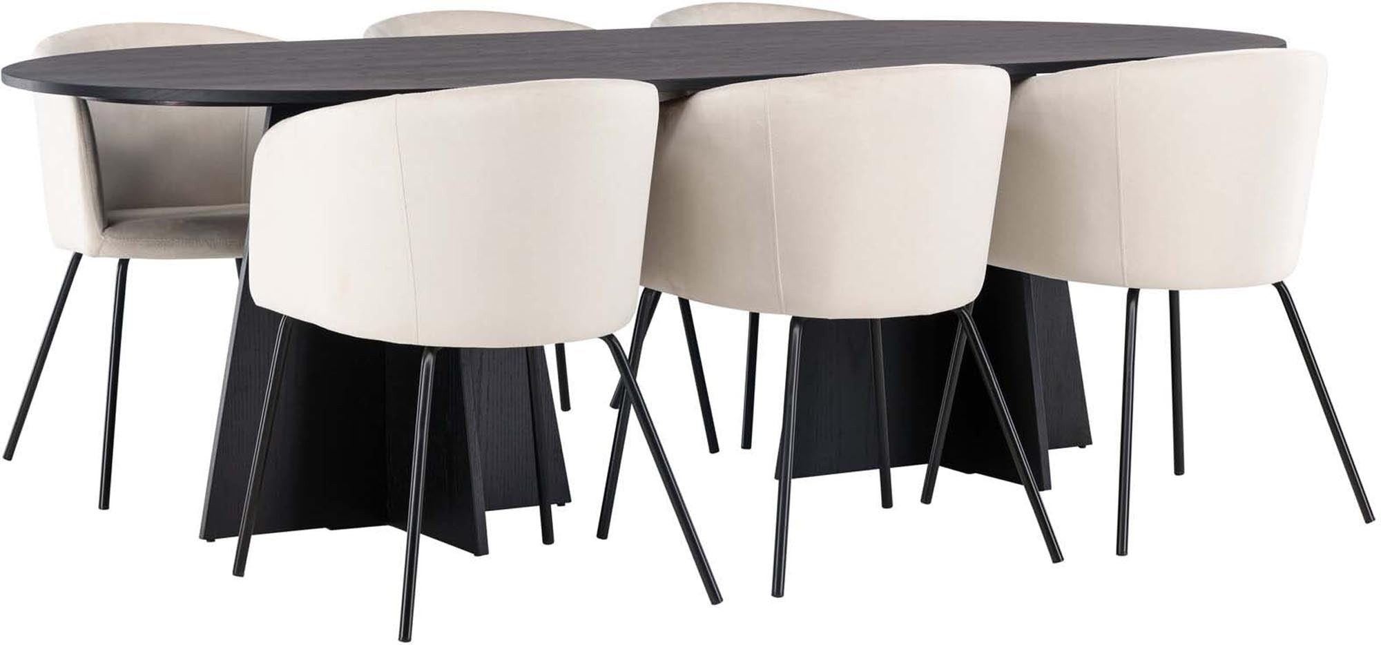 Elegantes Esszimmerset: Bootcut Tisch & 6 Berit Stühle, 230cm.