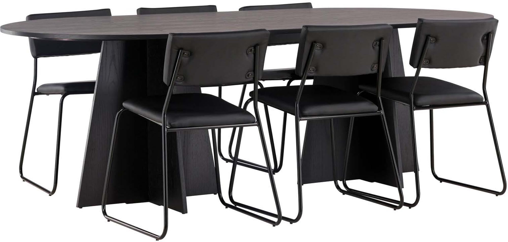 Elegantes Bootcut Esszimmerset von Venture Home: ovaler Tisch (230x115cm) und 6 stilvolle Stühle. Pflegeleicht, modern und perfekt für gesellige Anlässe.