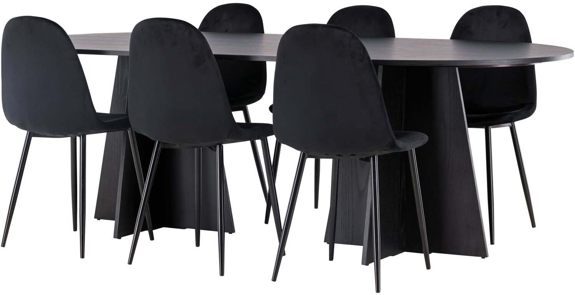 Bootcut Esszimmerset + Polar 230cm/6St. in Schwarz präsentiert im Onlineshop von KAQTU Design AG. Esszimmerset ist von Venture Home