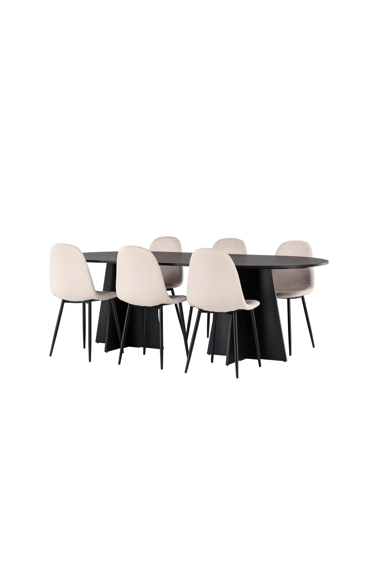 Bootcut Esszimmerset + Polar 230cm/6St. in Beige, Schwarz präsentiert im Onlineshop von KAQTU Design AG. Esszimmerset ist von Venture Home