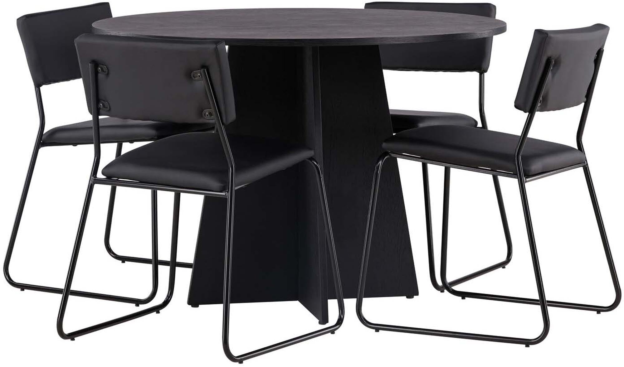 Modernes Esszimmerset Bootcut + Kenth, 110cm Tisch, 4 Stühle.