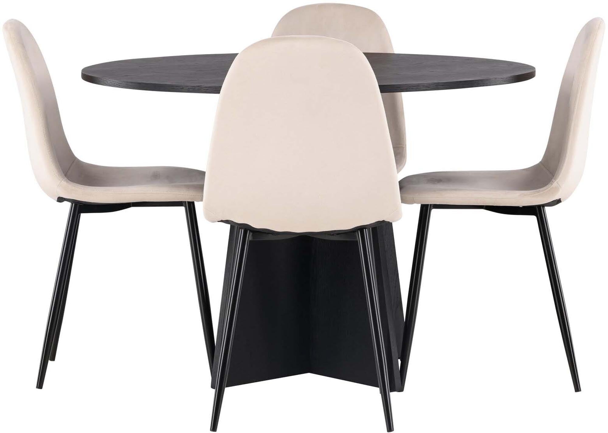 Stilvolles Esszimmerset: Bootcut Tisch mit 4 Polar Stühlen, modern.