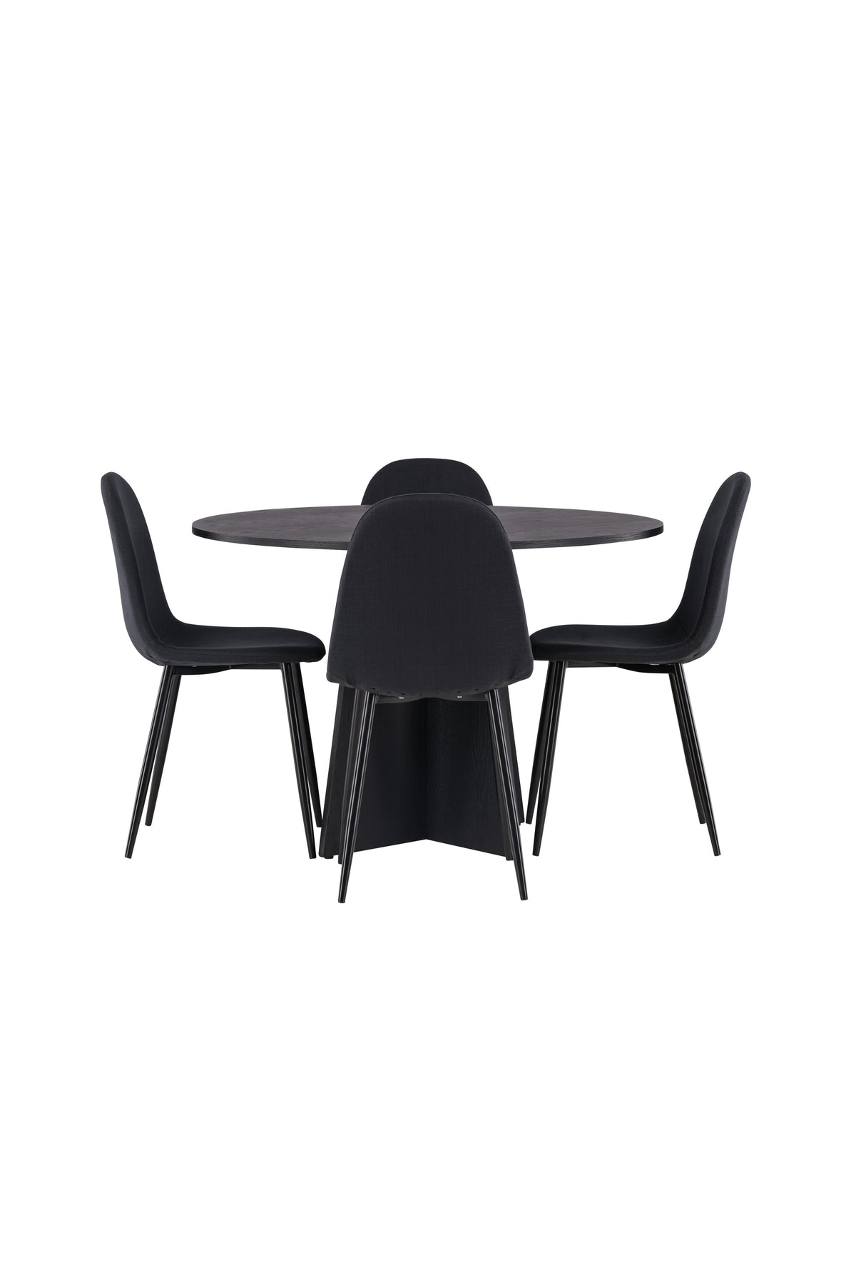 Bootcut Esszimmerset + Polar ⌀110cm/4St. in Schwarz präsentiert im Onlineshop von KAQTU Design AG. Esszimmerset ist von Venture Home