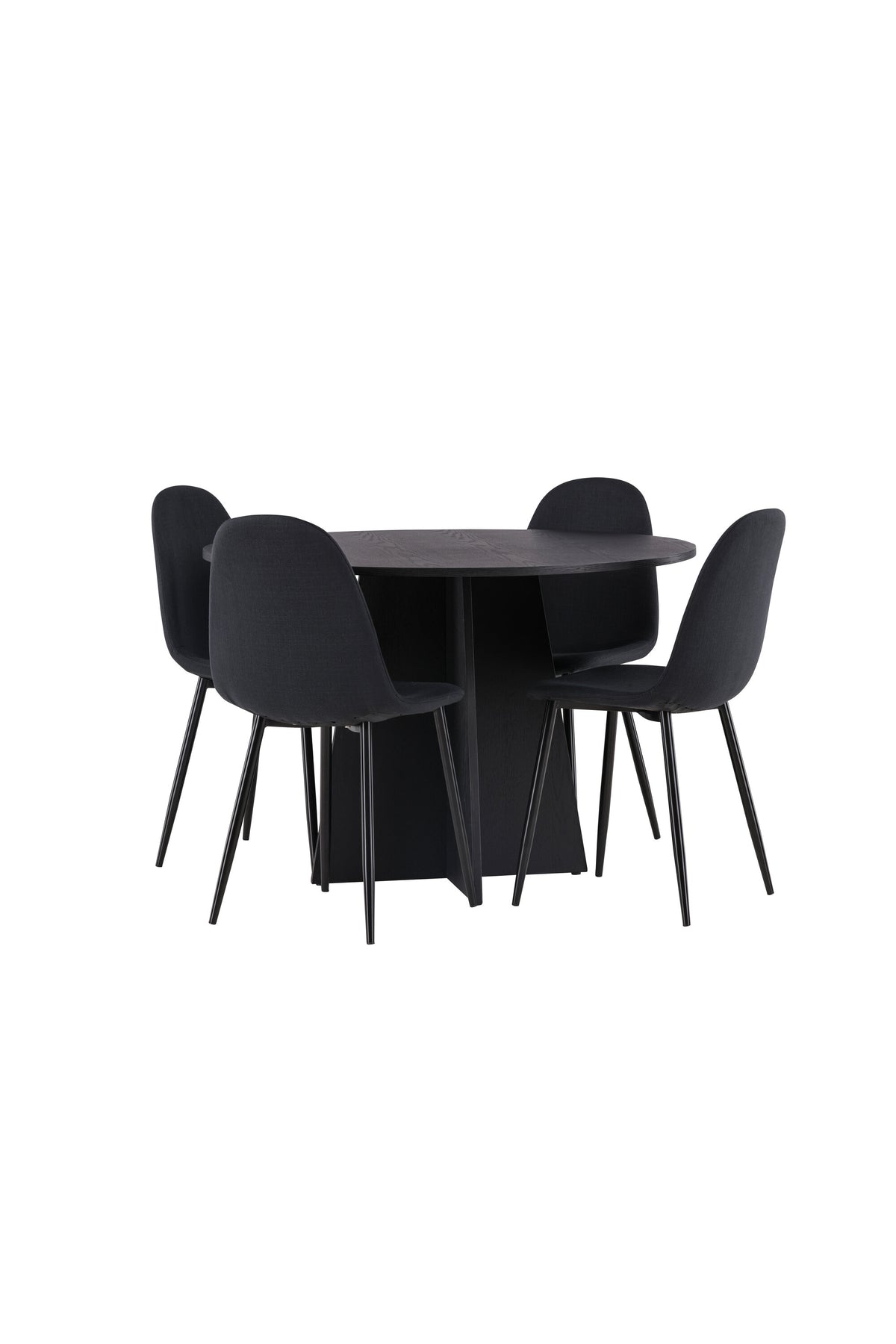 Bootcut Esszimmerset + Polar ⌀110cm/4St. in Schwarz präsentiert im Onlineshop von KAQTU Design AG. Esszimmerset ist von Venture Home