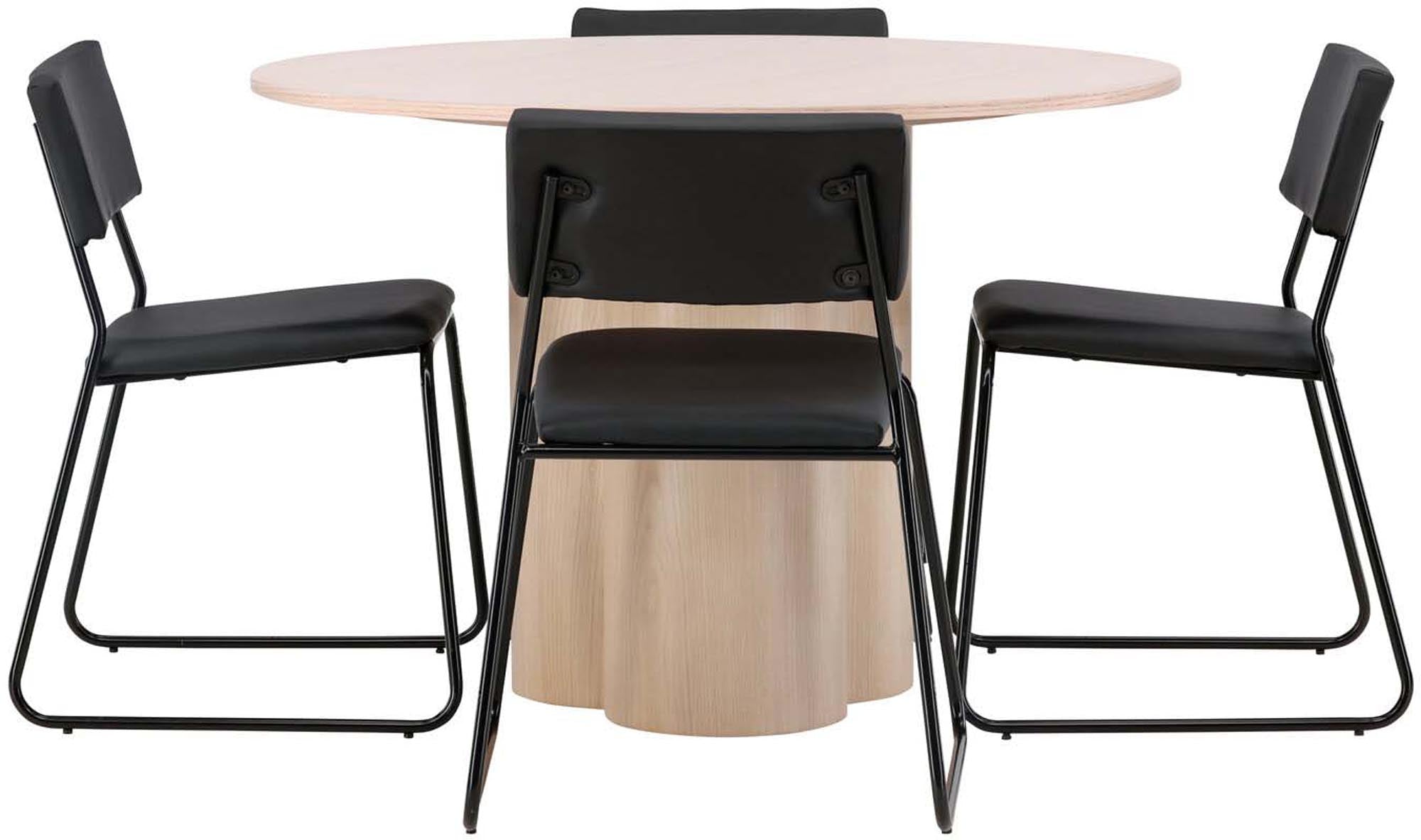 Elegantes Olivia Esszimmer Set mit Kenth Tisch (⌀110cm) und 4 stilvollen Stühlen von Venture Home. Ideal für jeden Essbereich!