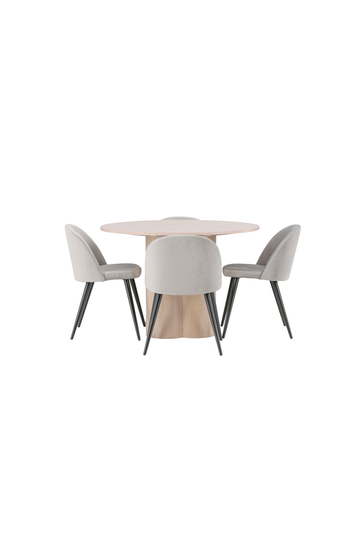 Olivia Esszimmer Set + Velvet ⌀110cm/4St. in Natur / Schwarzgrau präsentiert im Onlineshop von KAQTU Design AG. Esszimmerset ist von Venture Home