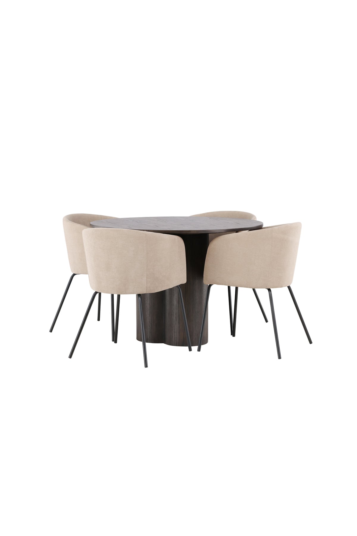 Olivia Esszimmer Set + Berit ⌀110cm/4St. in Braun / Beige / Schwarz präsentiert im Onlineshop von KAQTU Design AG. Esszimmerset ist von Venture Home