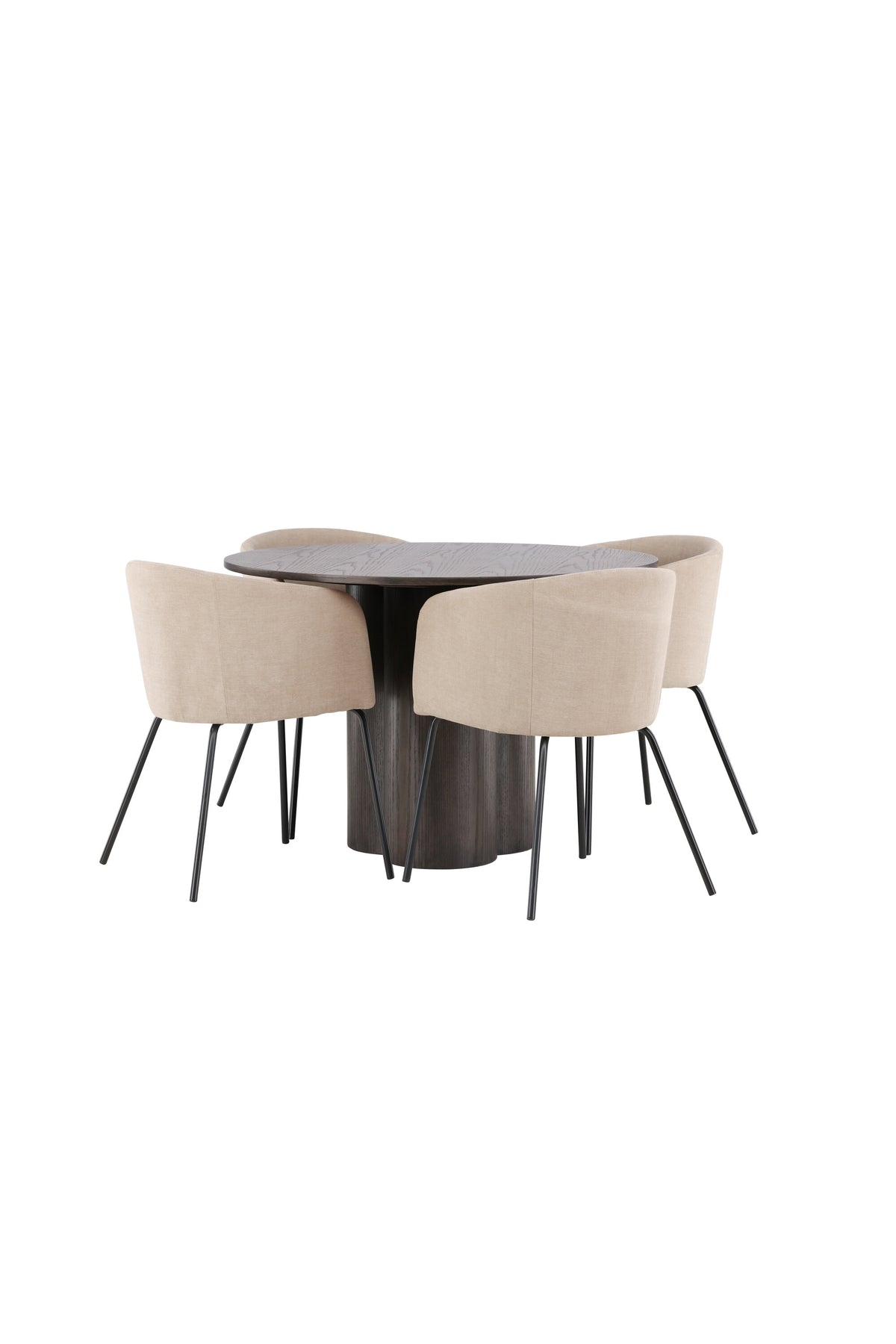 Olivia Esszimmer Set + Berit ⌀110cm/4St. in Braun / Beige / Schwarz präsentiert im Onlineshop von KAQTU Design AG. Esszimmerset ist von Venture Home