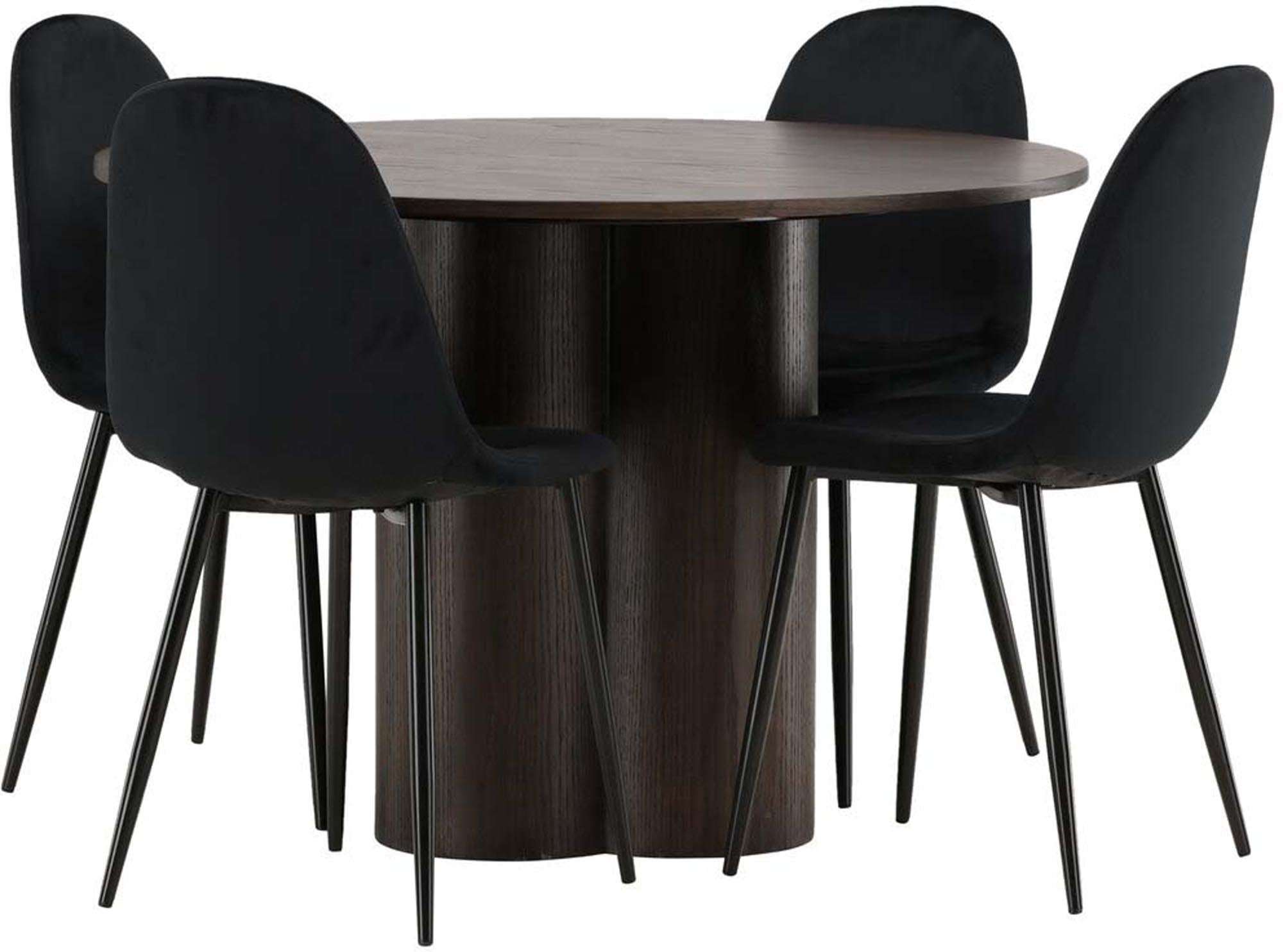 Modernes Olivia Esszimmer Set mit rundem Polar Tisch von Venture Home.