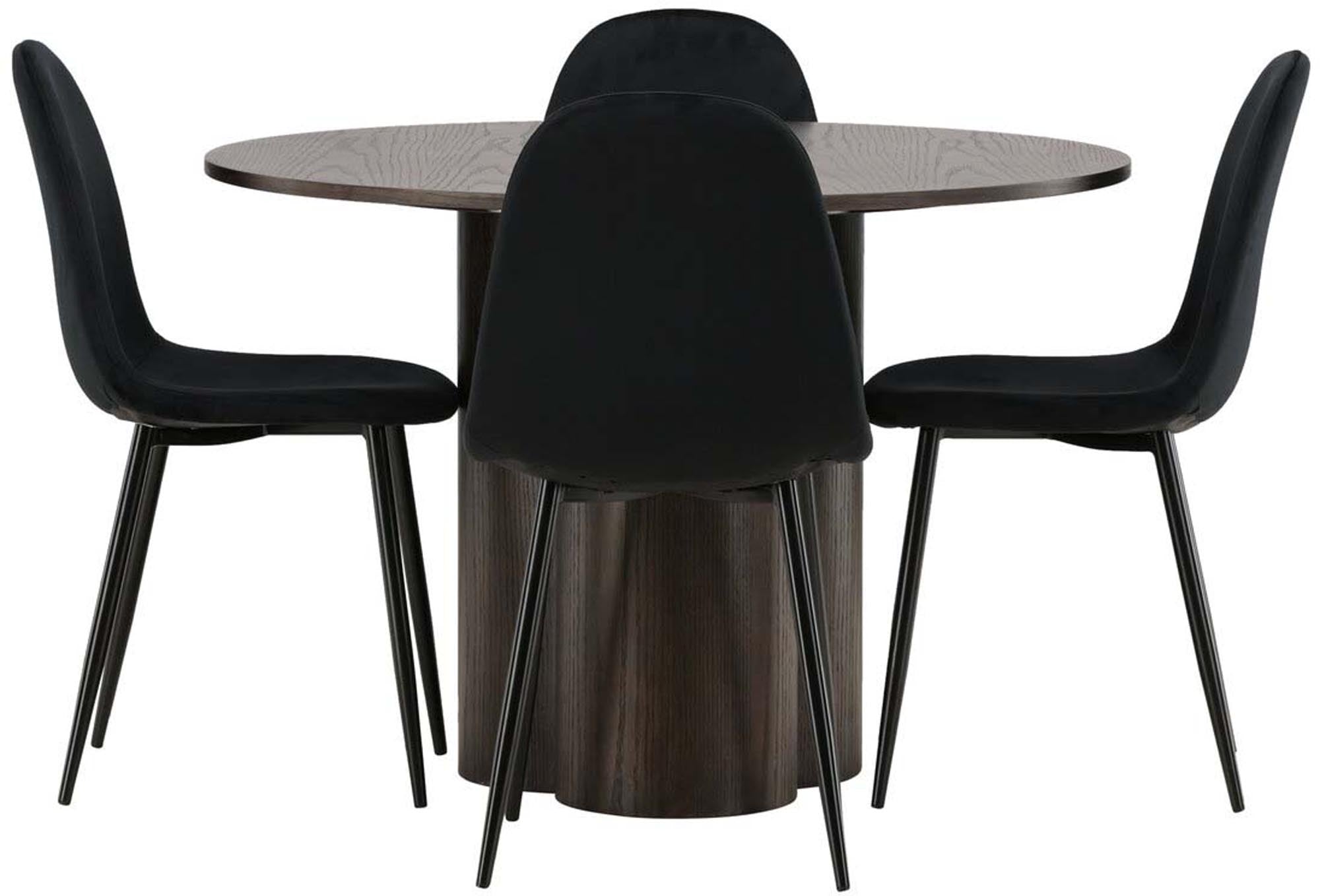 Modernes Olivia Esszimmer Set mit Polar Tisch, 110cm, 4 Stühle.