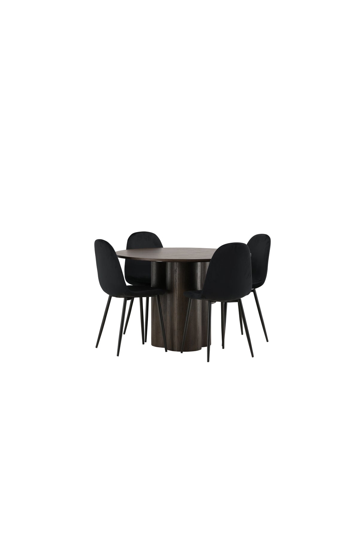Olivia Esszimmer Set + Polar ⌀110cm/4St. in Schwarz präsentiert im Onlineshop von KAQTU Design AG. Esszimmerset ist von Venture Home