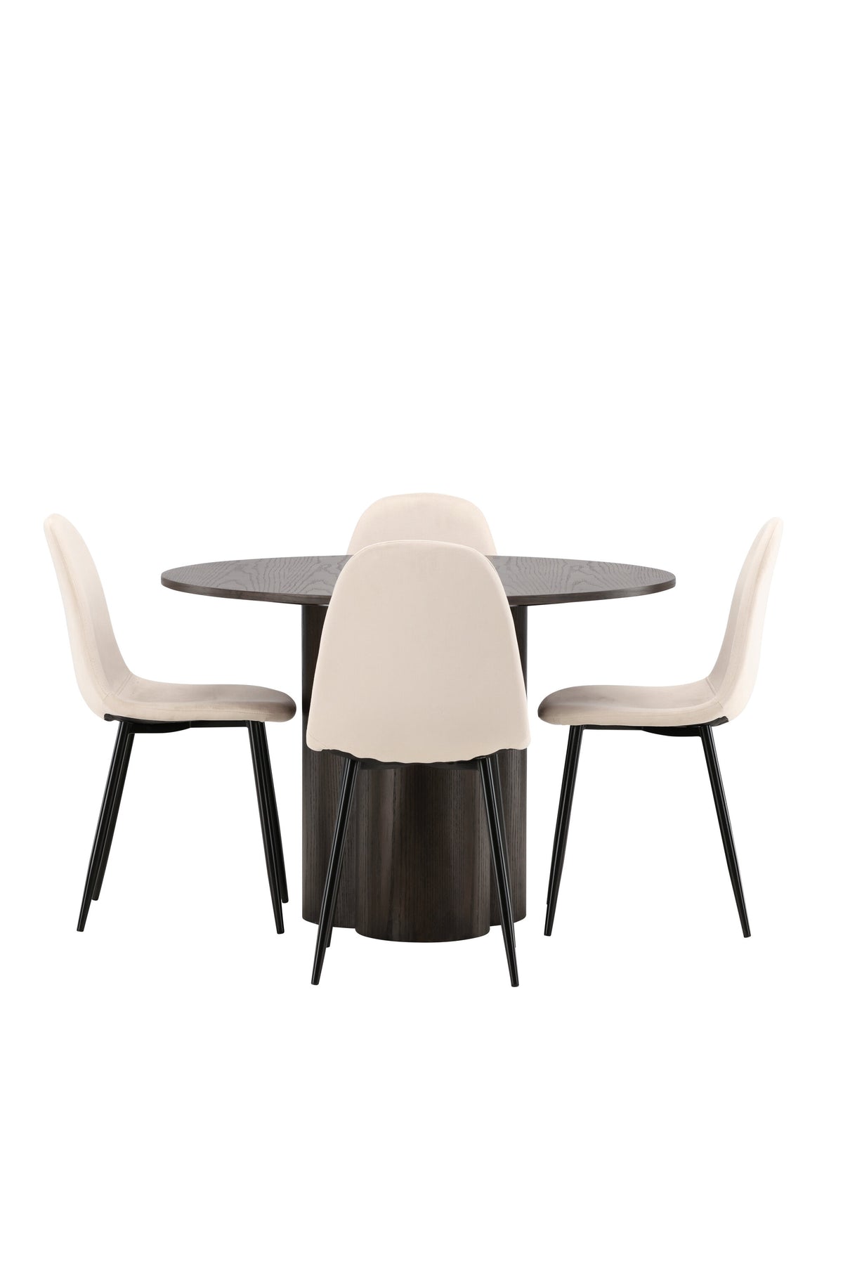 Olivia Esszimmer Set + Polar ⌀110cm/4St. in Beige / Schwarz präsentiert im Onlineshop von KAQTU Design AG. Esszimmerset ist von Venture Home