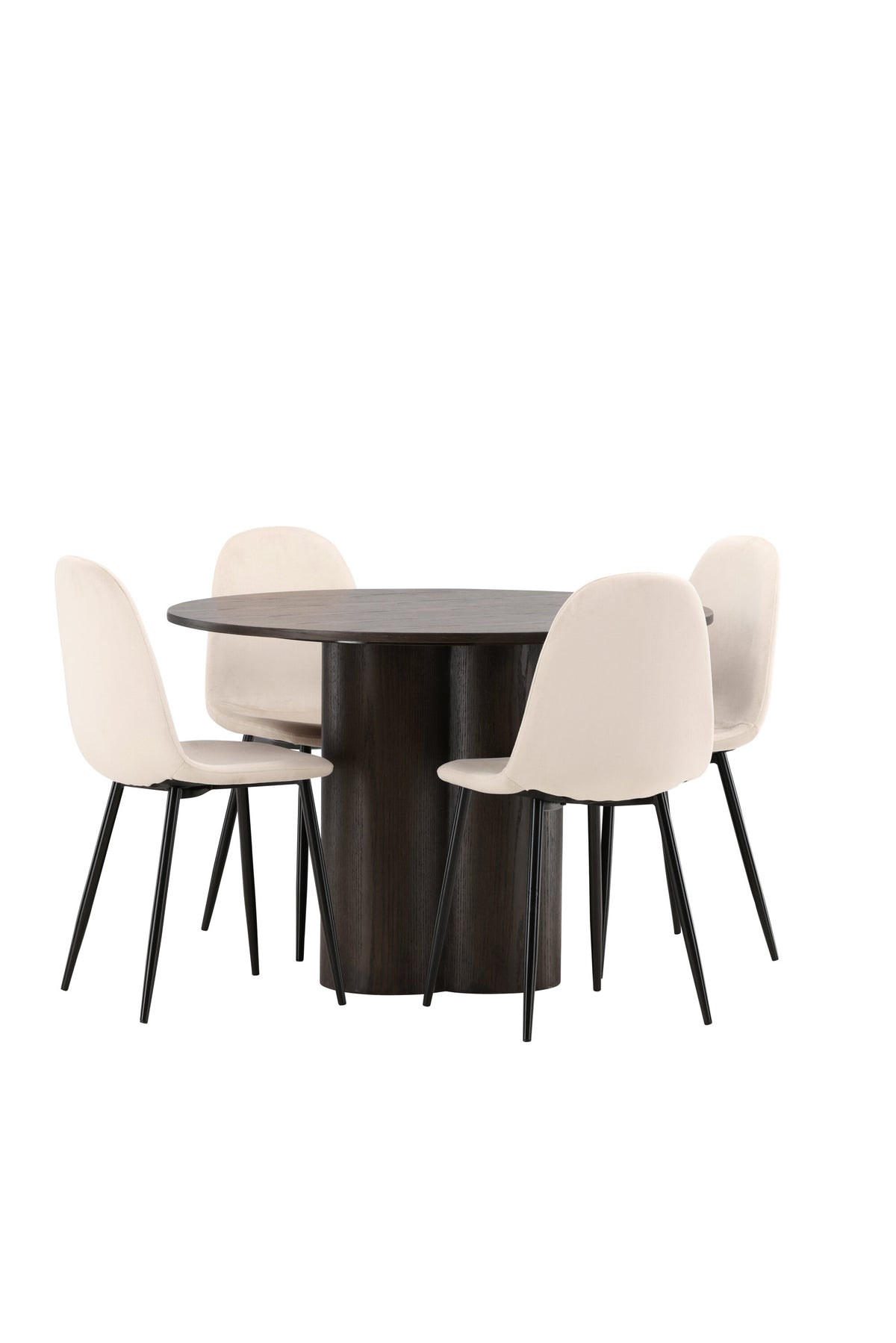 Olivia Esszimmer Set + Polar ⌀110cm/4St. in Beige / Schwarz präsentiert im Onlineshop von KAQTU Design AG. Esszimmerset ist von Venture Home