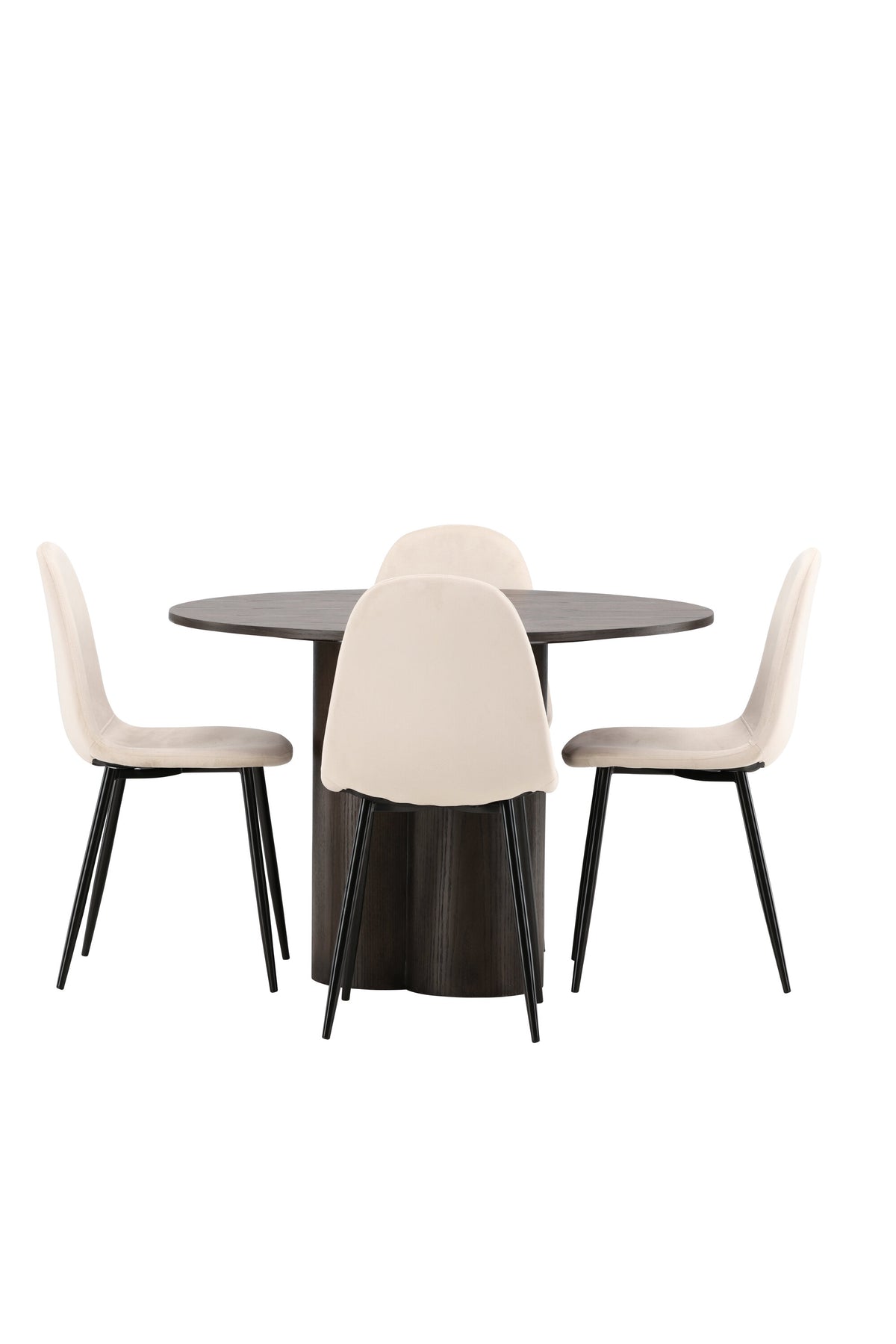 Olivia Esszimmer Set + Polar ⌀110cm/4St. in Beige / Schwarz präsentiert im Onlineshop von KAQTU Design AG. Esszimmerset ist von Venture Home