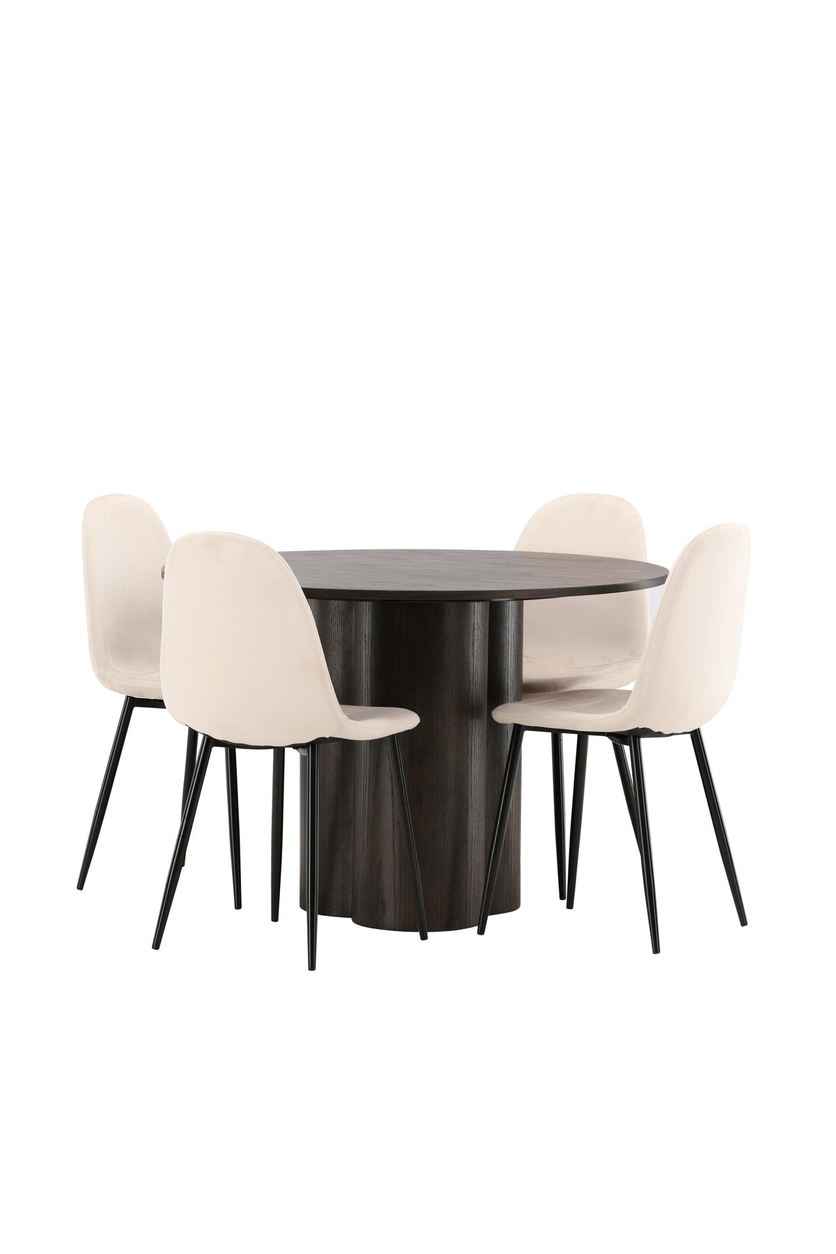 Olivia Esszimmer Set + Polar ⌀110cm/4St. in Beige / Schwarz präsentiert im Onlineshop von KAQTU Design AG. Esszimmerset ist von Venture Home