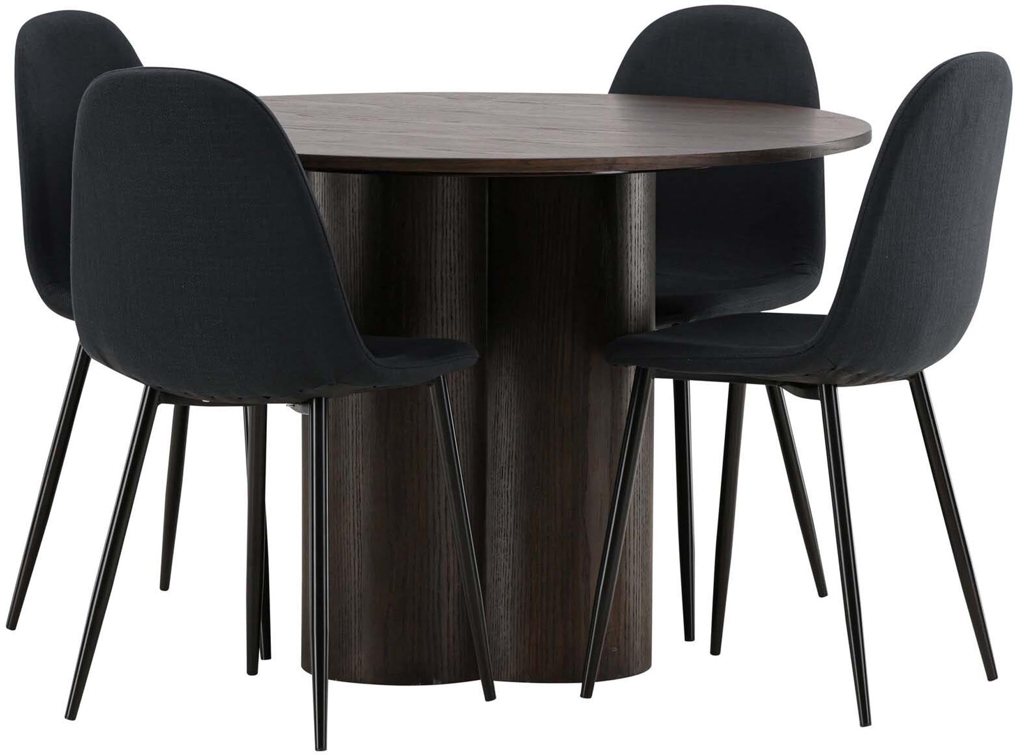 Elegantes Olivia Esszimmer Set mit 110 cm Tisch und 4 stilvollen Polar-Stühlen. Ideal für gesellige Abende und einladendes Ambiente.