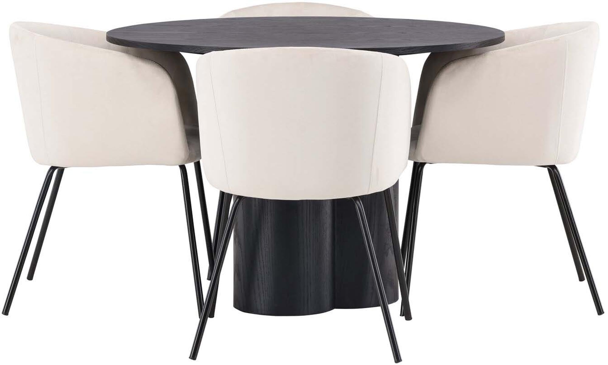 Entdecken Sie das stilvolle Olivia Esszimmer Set + Berit ⌀110cm/4St. von Venture Home – für gesellige Momente und elegantes Ambiente!