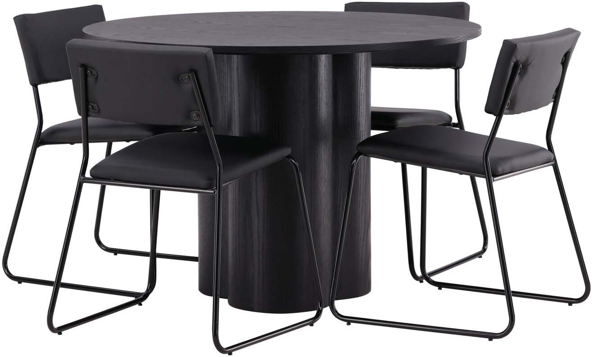 Stilvolles Olivia Esszimmer Set mit Kenth Tisch (⌀110cm) und 4 bequemen Stühlen. Perfekt für jeden Raum, vereint Eleganz und Funktionalität.