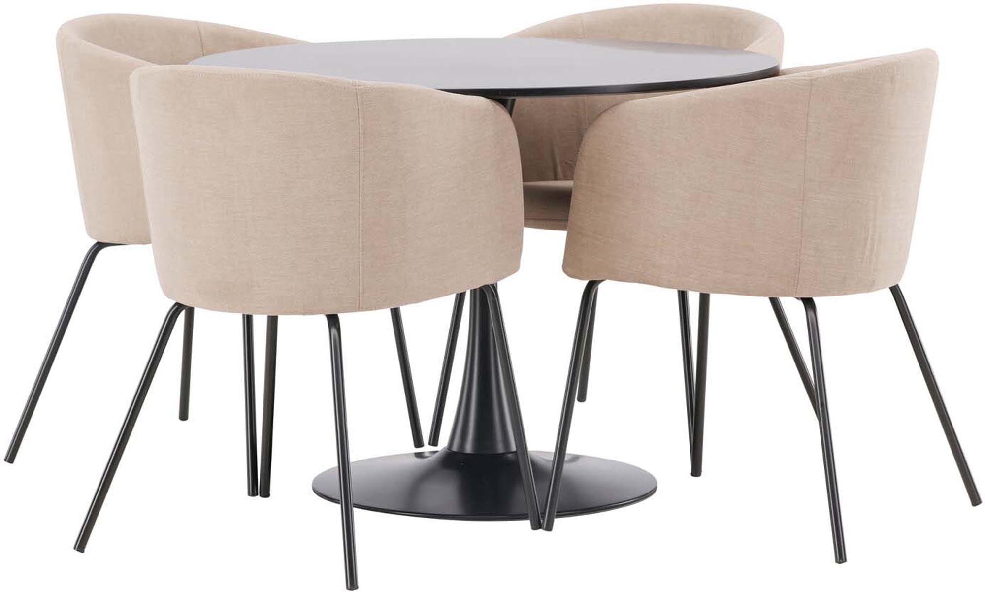 Elegantes Esszimmerset Glade von Venture Home: 100 cm Tisch und 4 komfortable Stühle im skandinavischen Design für Ihr modernes Zuhause.