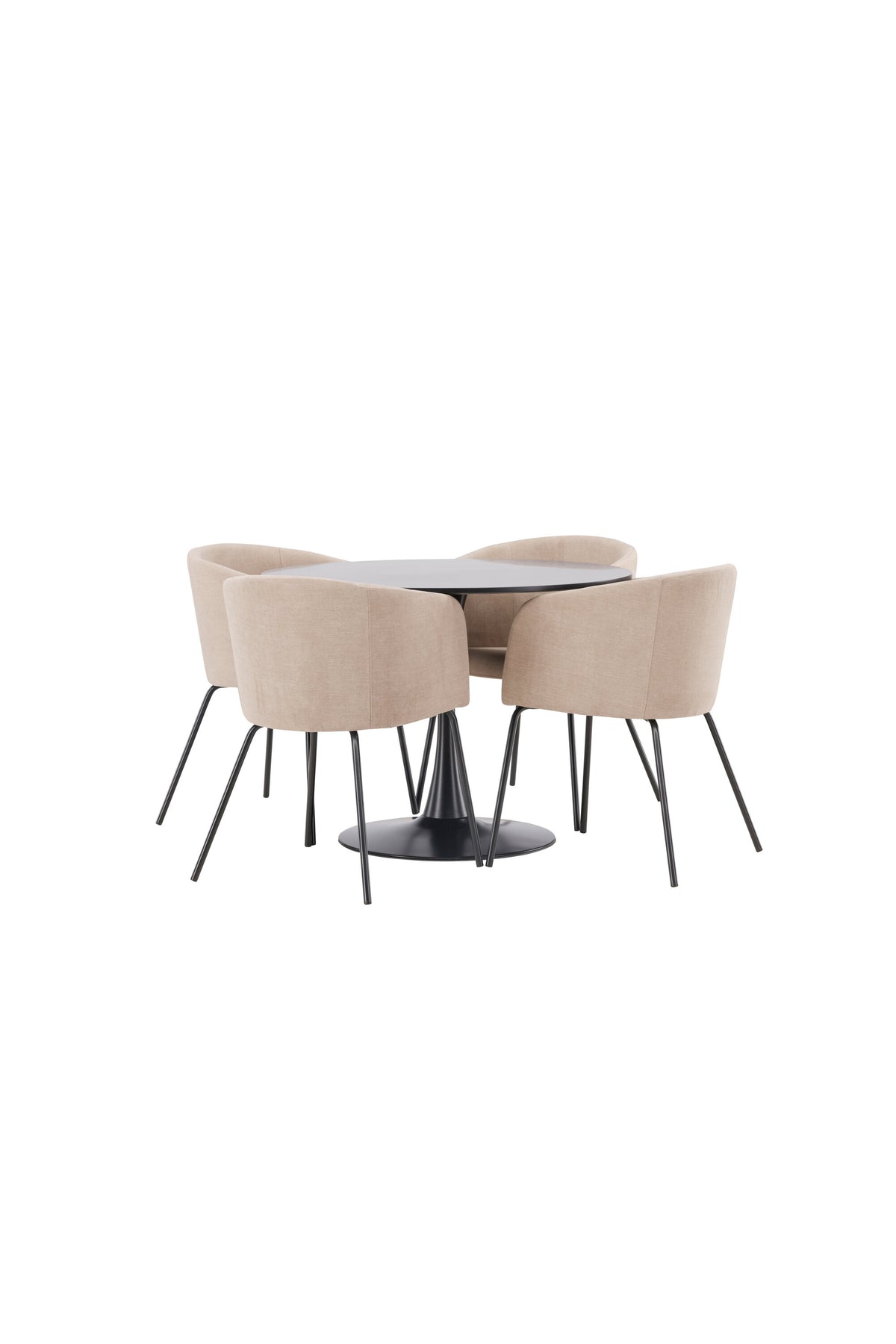 Glade Esszimmerset + Berit ⌀100cm/4St. in Beige, Schwarz präsentiert im Onlineshop von KAQTU Design AG. Esszimmerset ist von Venture Home