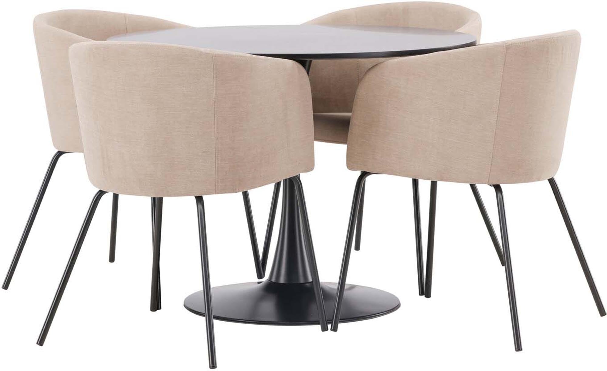 Stilvolles Glade Esszimmerset: Skandinavisches Design, 100cm Tisch, komfortable Samtstühle. Perfekt für moderne Wohnkonzepte.