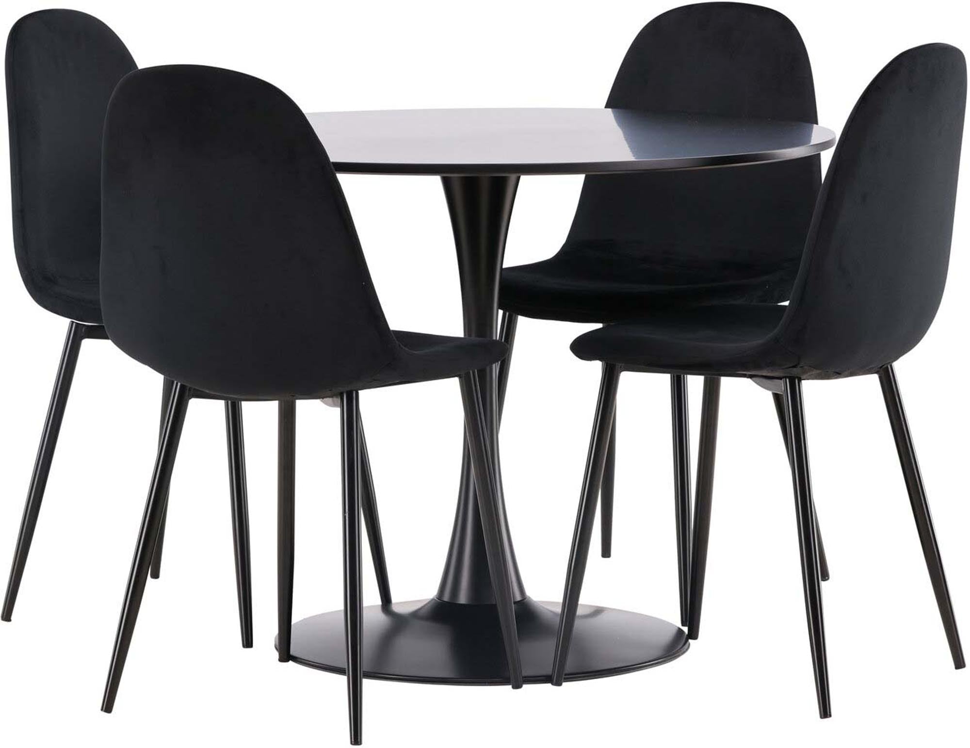 Modernes Glade Esszimmerset: Polar Tisch 100cm mit 4 Stühlen.