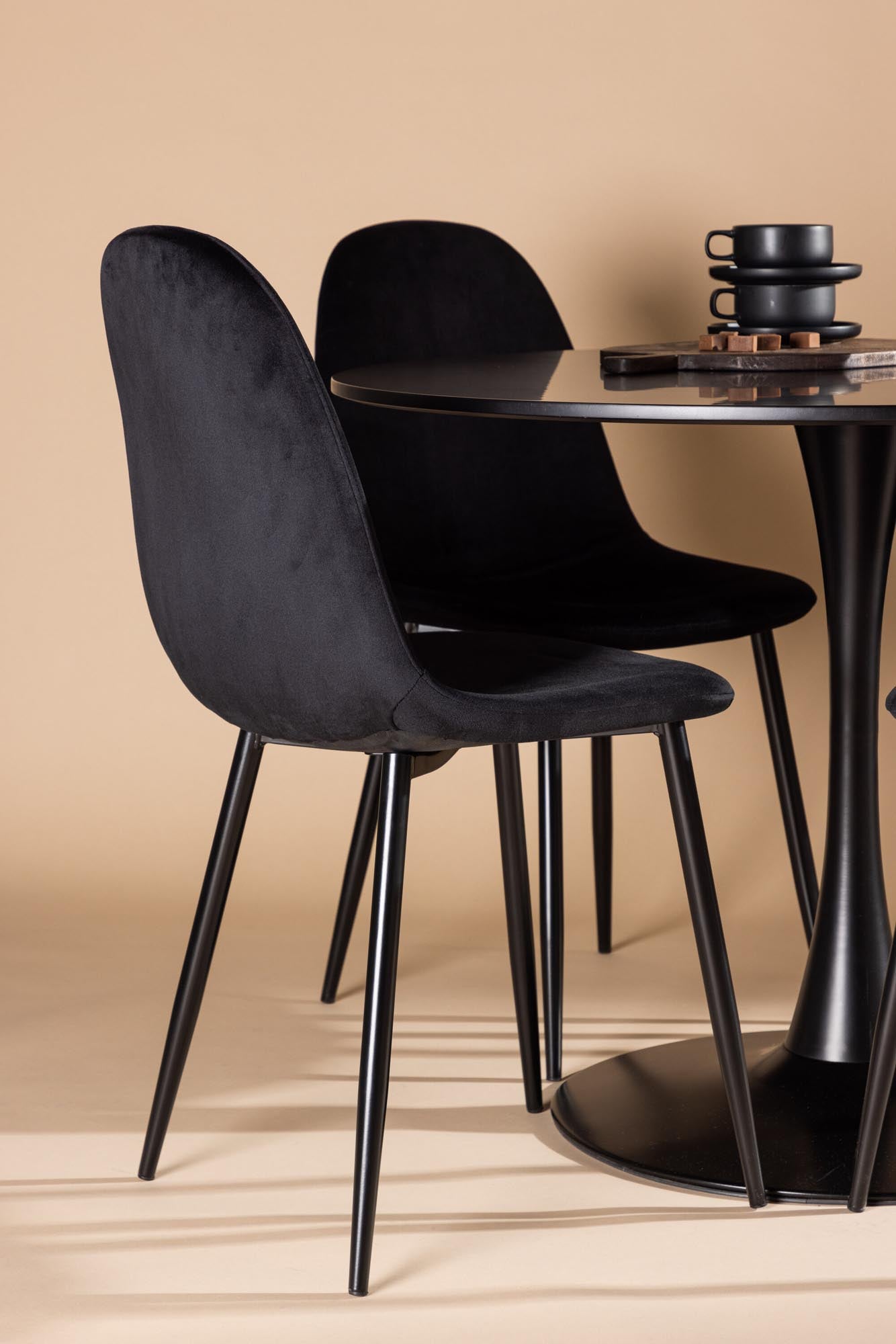 Modernes Glade Esszimmerset von Venture Home: runder Tisch (100cm) und 4 stilvolle Stühle für Komfort und skandinavisches Design.