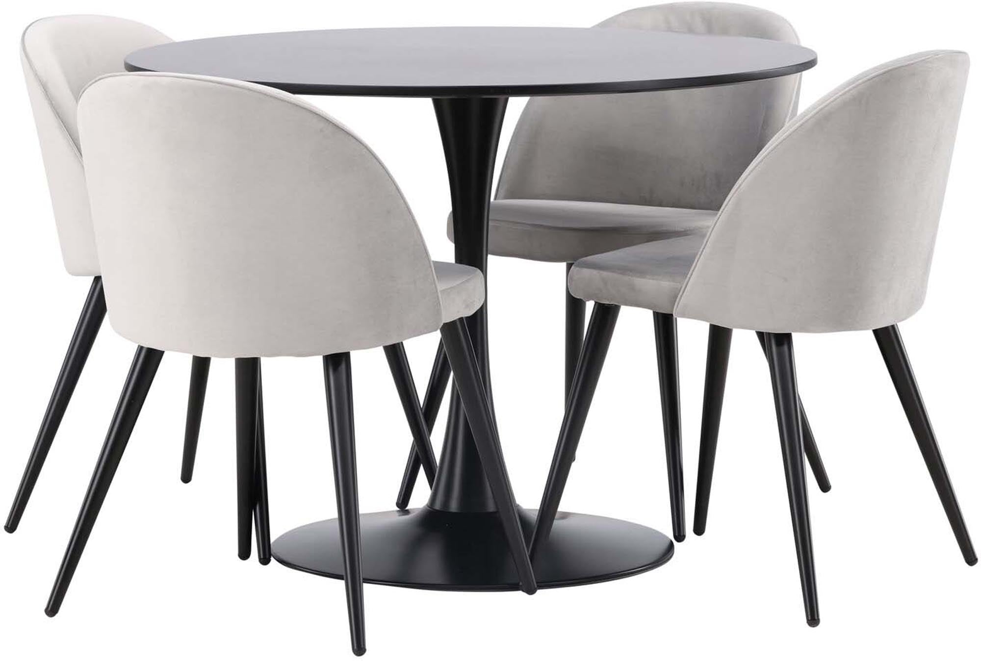 Elegantes Glade Esszimmerset mit Velvet-Stühlen, ideal für stilvolle Esszimmer und gesellige Runden. Hochwertiges Design trifft auf Komfort.