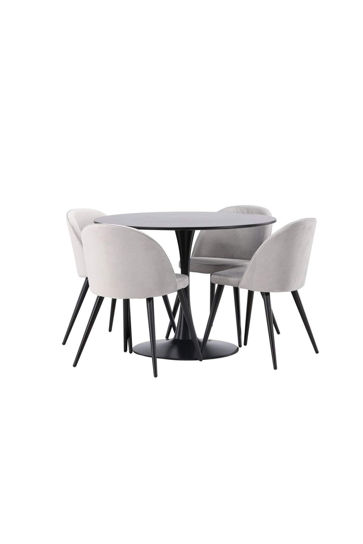 Glade Esszimmerset + Velvet ⌀100cm/4St. in Schwarzgrau präsentiert im Onlineshop von KAQTU Design AG. Esszimmerset ist von Venture Home
