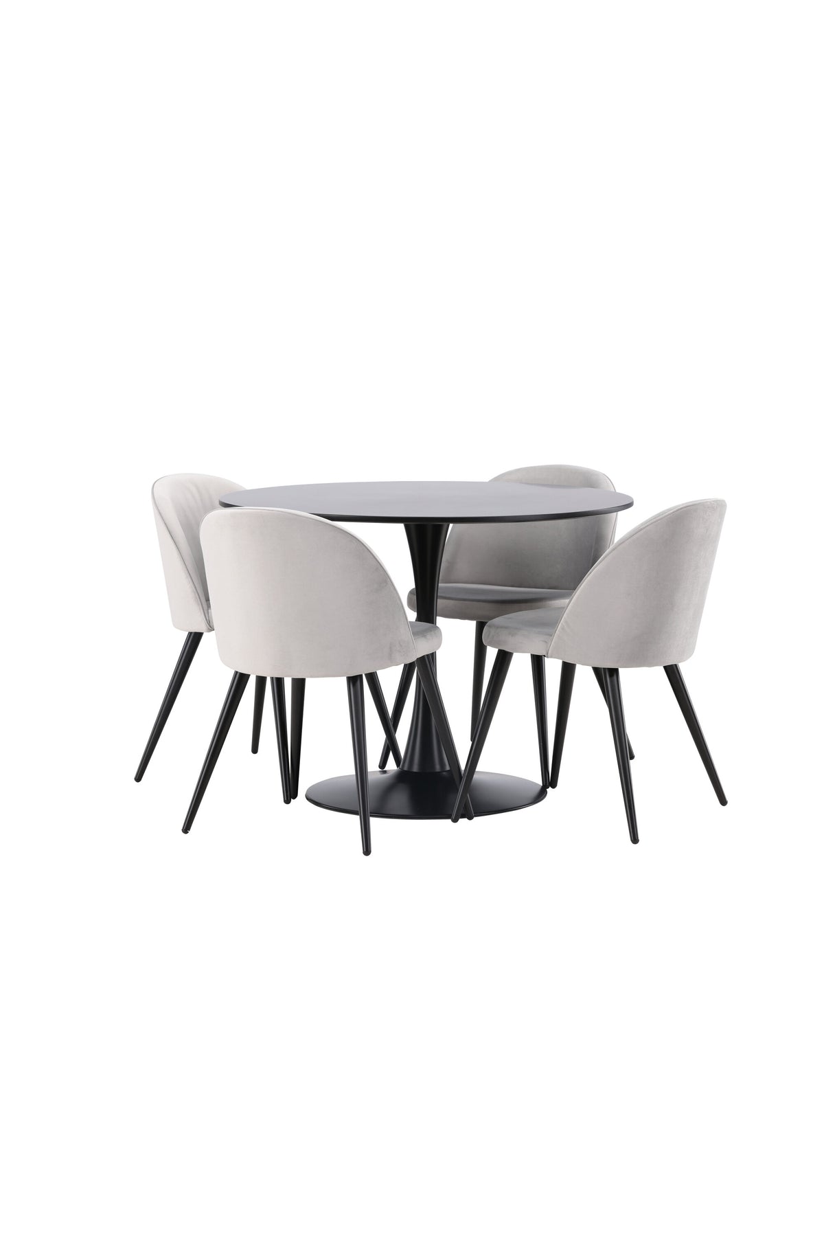 Glade Esszimmerset + Velvet ⌀100cm/4St. in Schwarzgrau präsentiert im Onlineshop von KAQTU Design AG. Esszimmerset ist von Venture Home