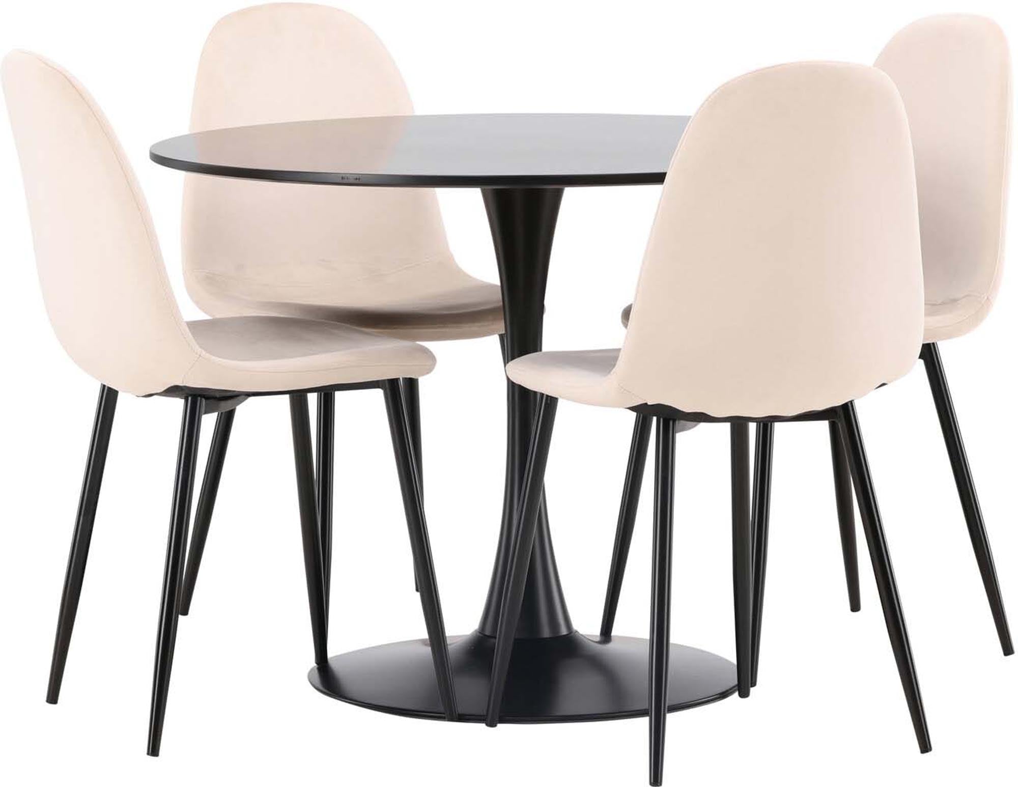 Stilvolles Glade Esszimmerset: Polar Tisch 100cm mit 4 Stühlen.